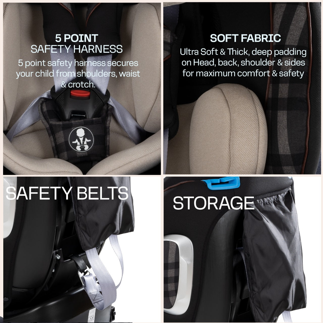 Burbay Luxe 360 Rotatable ISOFIX Car Seat – Luxurious, Ergonomic Backrest (Newborn to 12 Years)