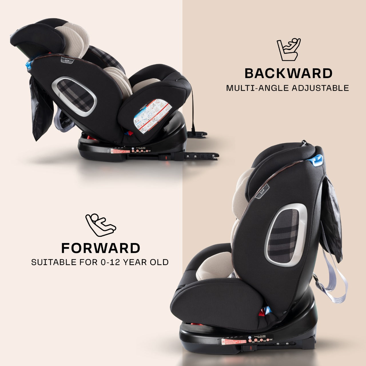 Burbay Luxe 360 Rotatable ISOFIX Car Seat – Luxurious, Ergonomic Backrest (Newborn to 12 Years)