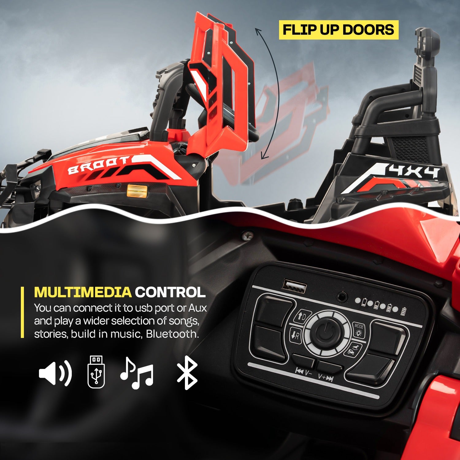 Minikin Broot Electric Rechargeable Rideon Jeep | 4X4 All Wheel Drive | 1-7 Years