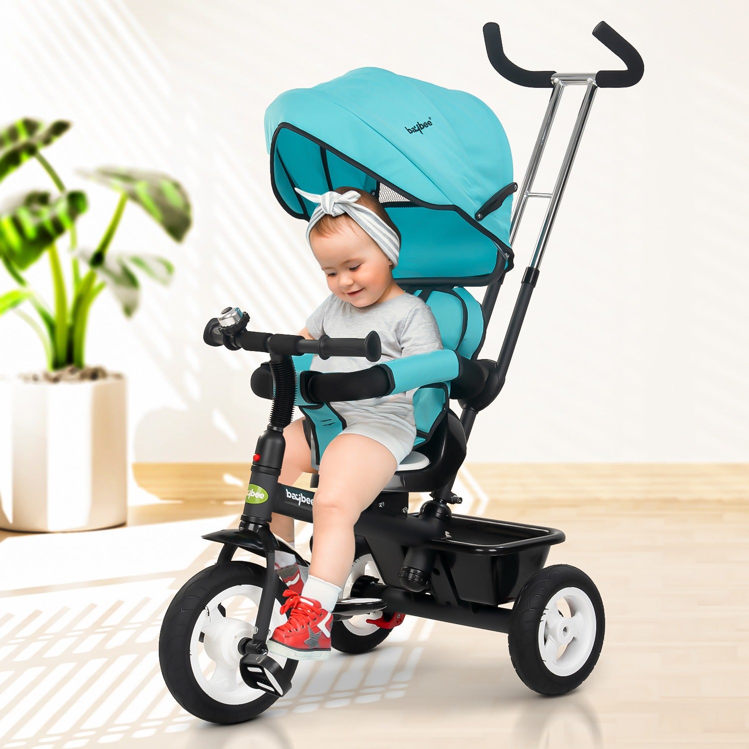 Mario Baby Sportz Trikes for Kids I Parental Adjust Push Handle I Tubeless Rubber Wheels I Foldable Canopy I 6M - 5 Years