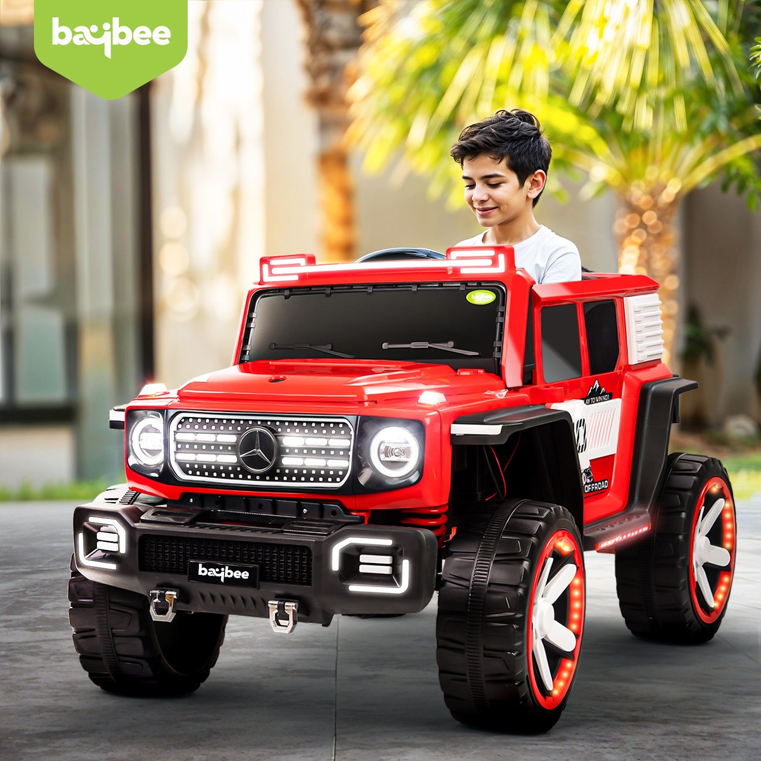 Brabuz 4x4 Kids Rechargeable Monster Jeep, Premium Leather Seat, Ages 1-10 Years