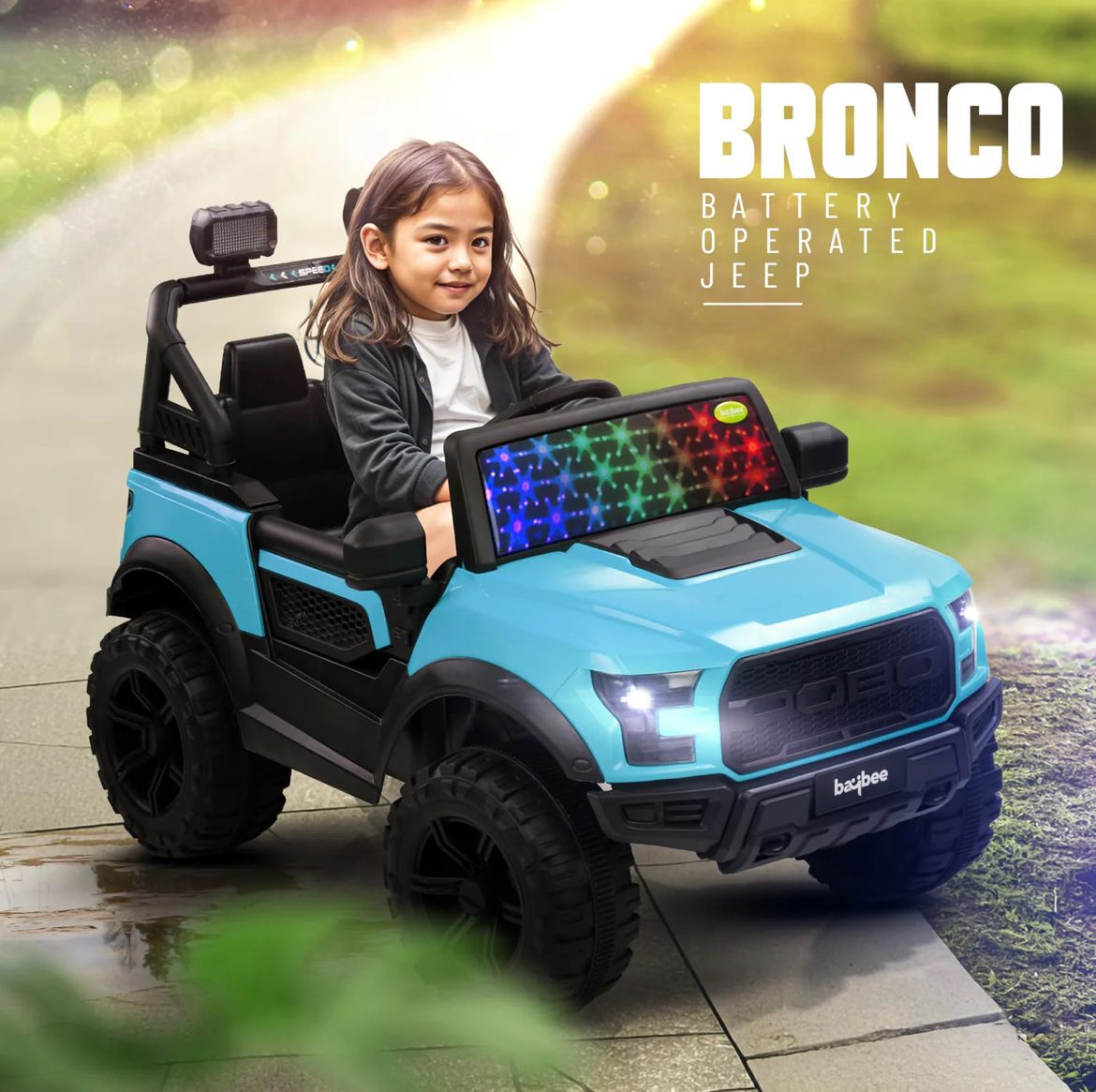 Minikin Pobo Kids Electric Jeep - Rechargeable, Lights & Music (Ages 1-8)