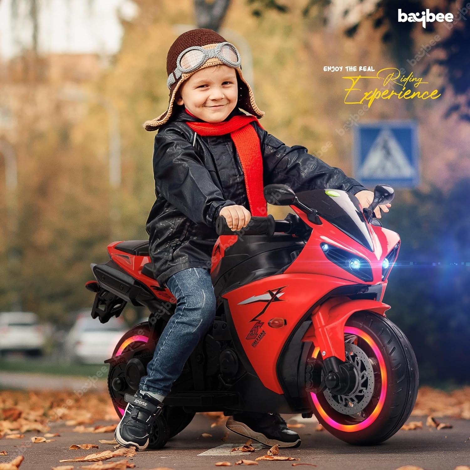 Minikin R7 Electric Rechargeable Kids Bike | Foot Accelerator | LED Lights and Music | 1-4 Years