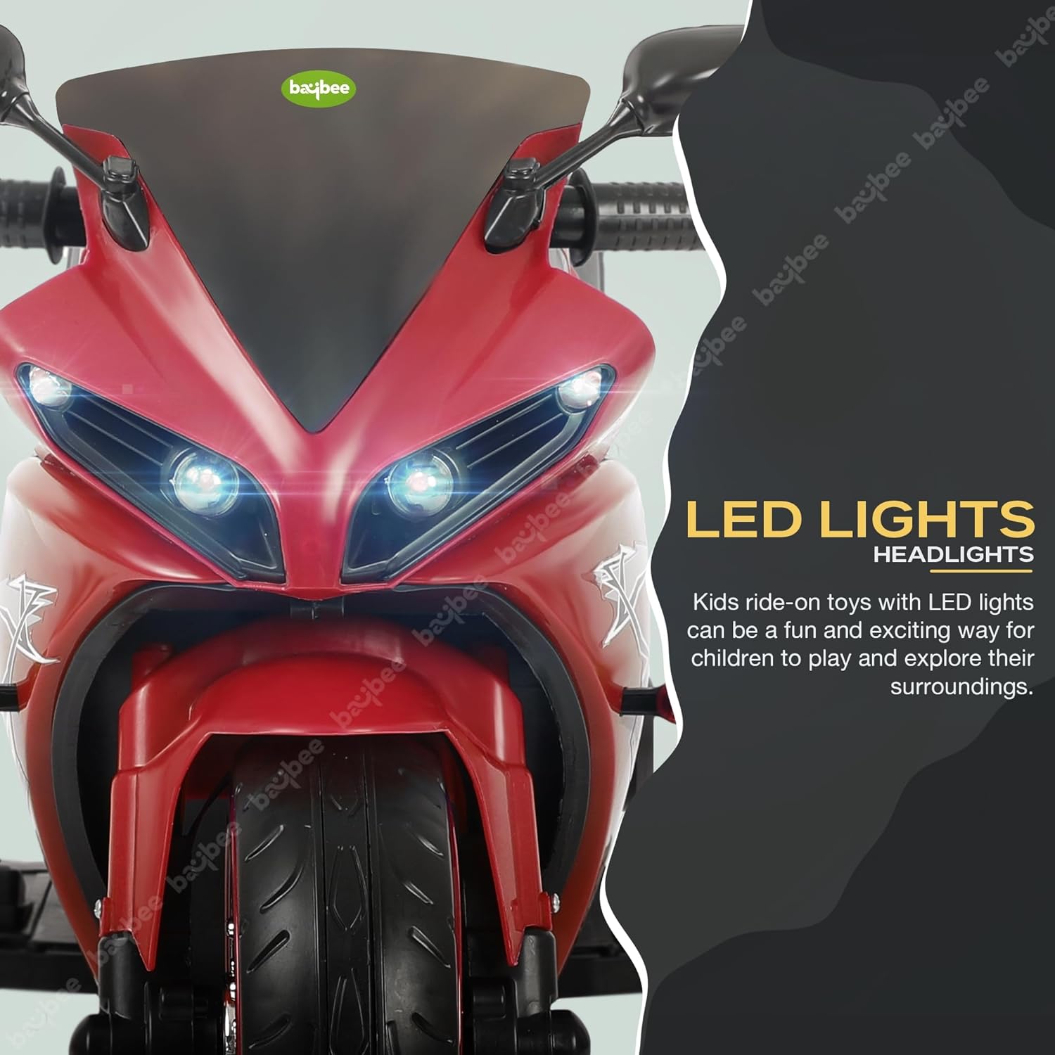 Minikin R7 Electric Rechargeable Kids Bike | Foot Accelerator | LED Lights and Music | 1-4 Years