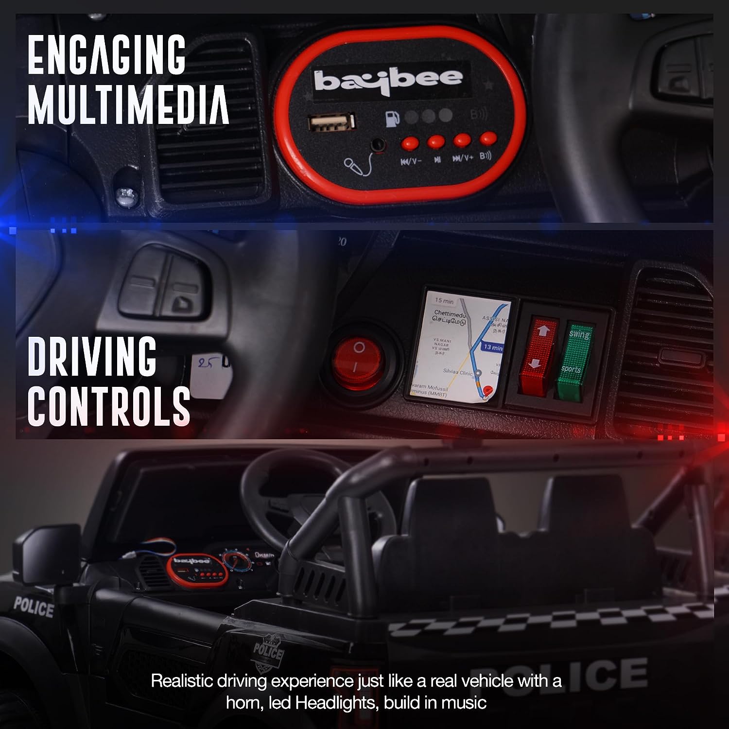 Minikin RAM 4x4 Electric Rechargeable Jeep | LED Head Lights & Music | 1-7 Years