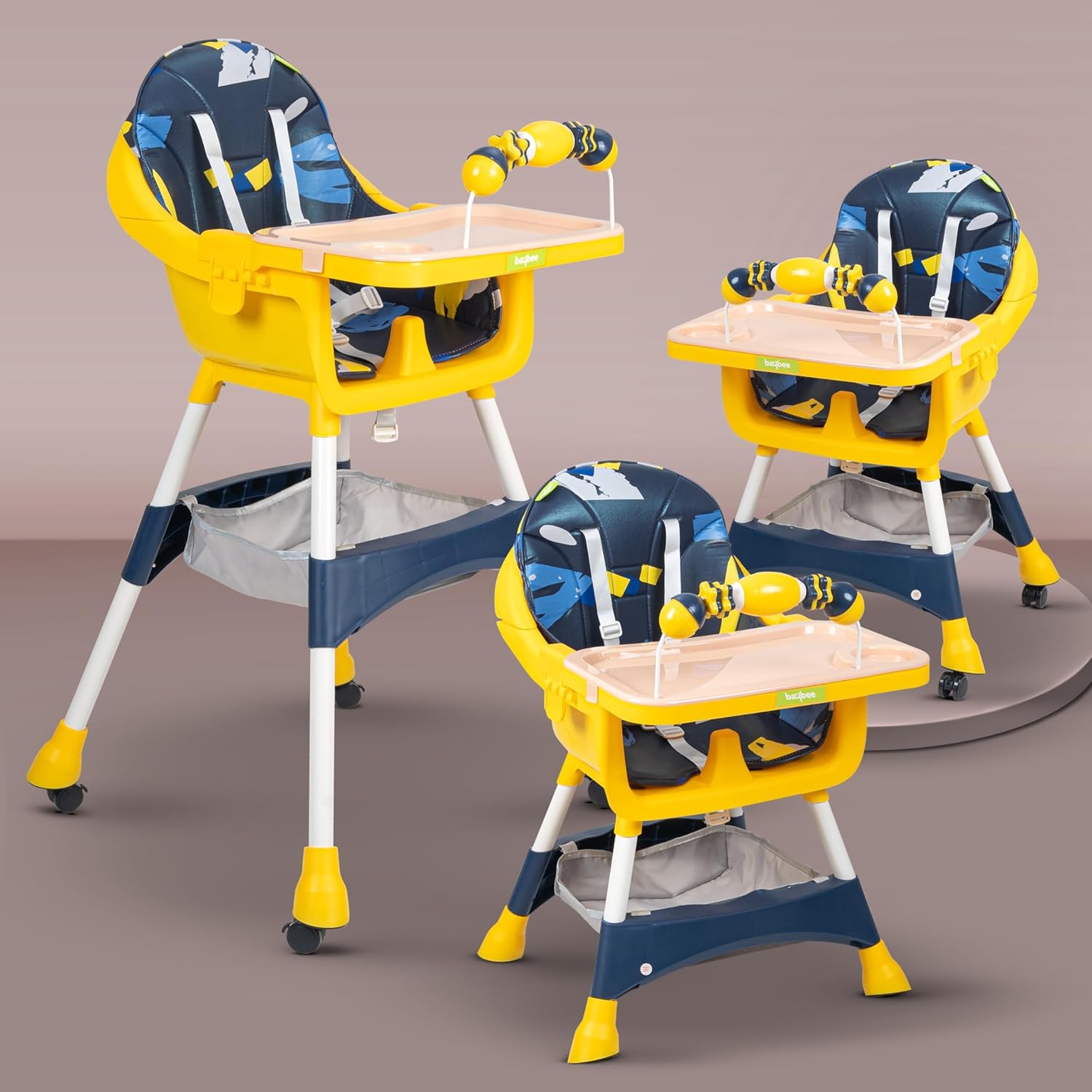 Minikin Aurora Series 3 in 1 Convertible High Chair for Kids with Adjustable Comfortable Seat