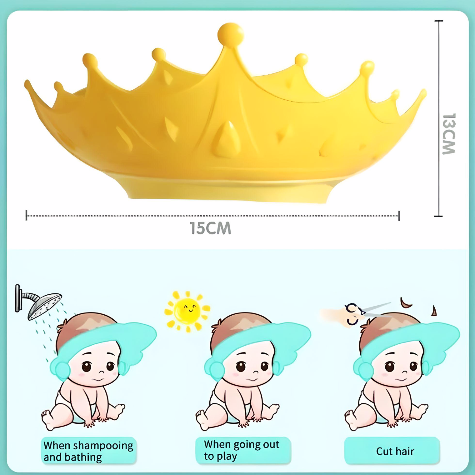 Crown Baby Shower Cap I Shampoo Hat for NB - 3 Years