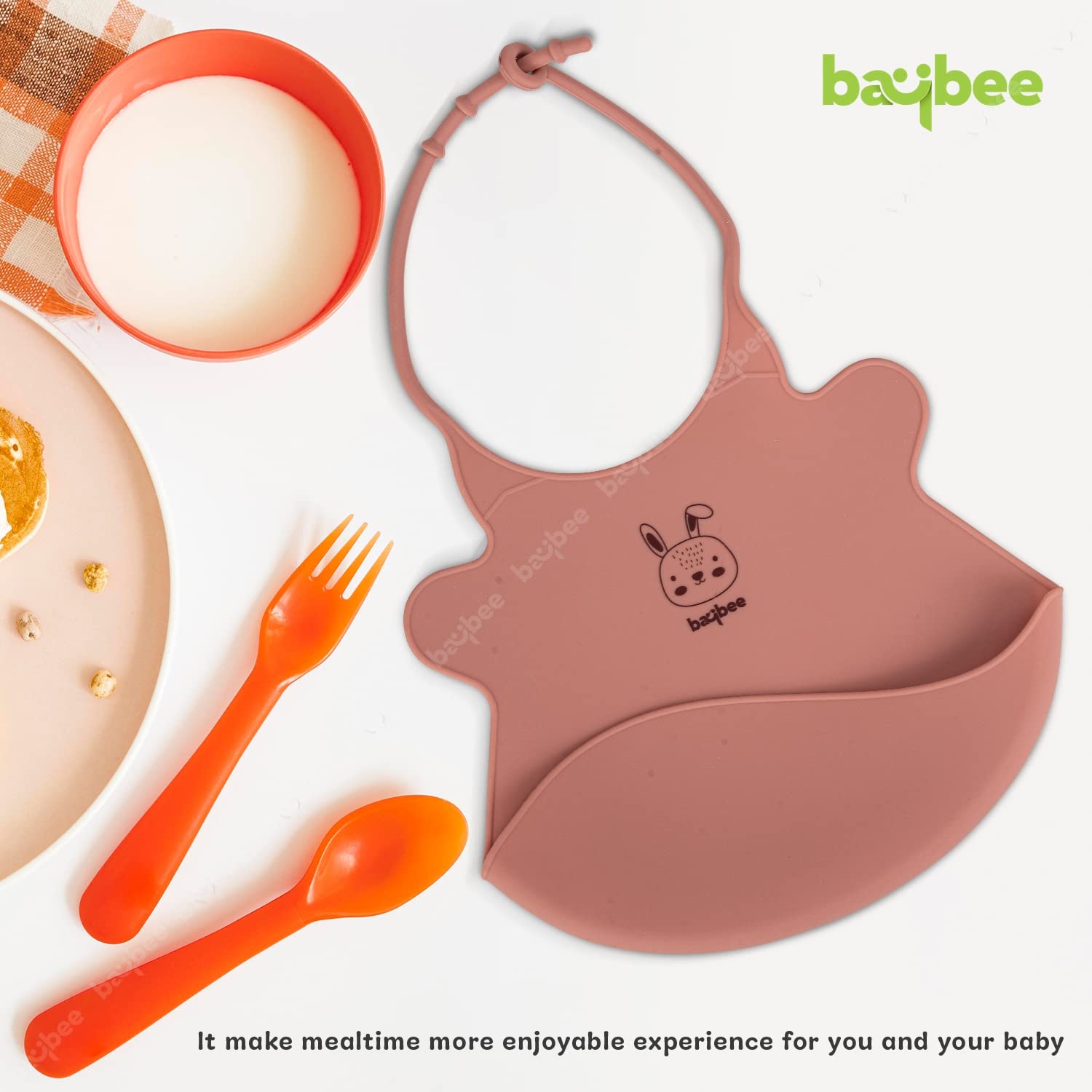 Silicone Waterproof Bibs with Food Catcher I Adjustable Neckline I NB - 3 Years