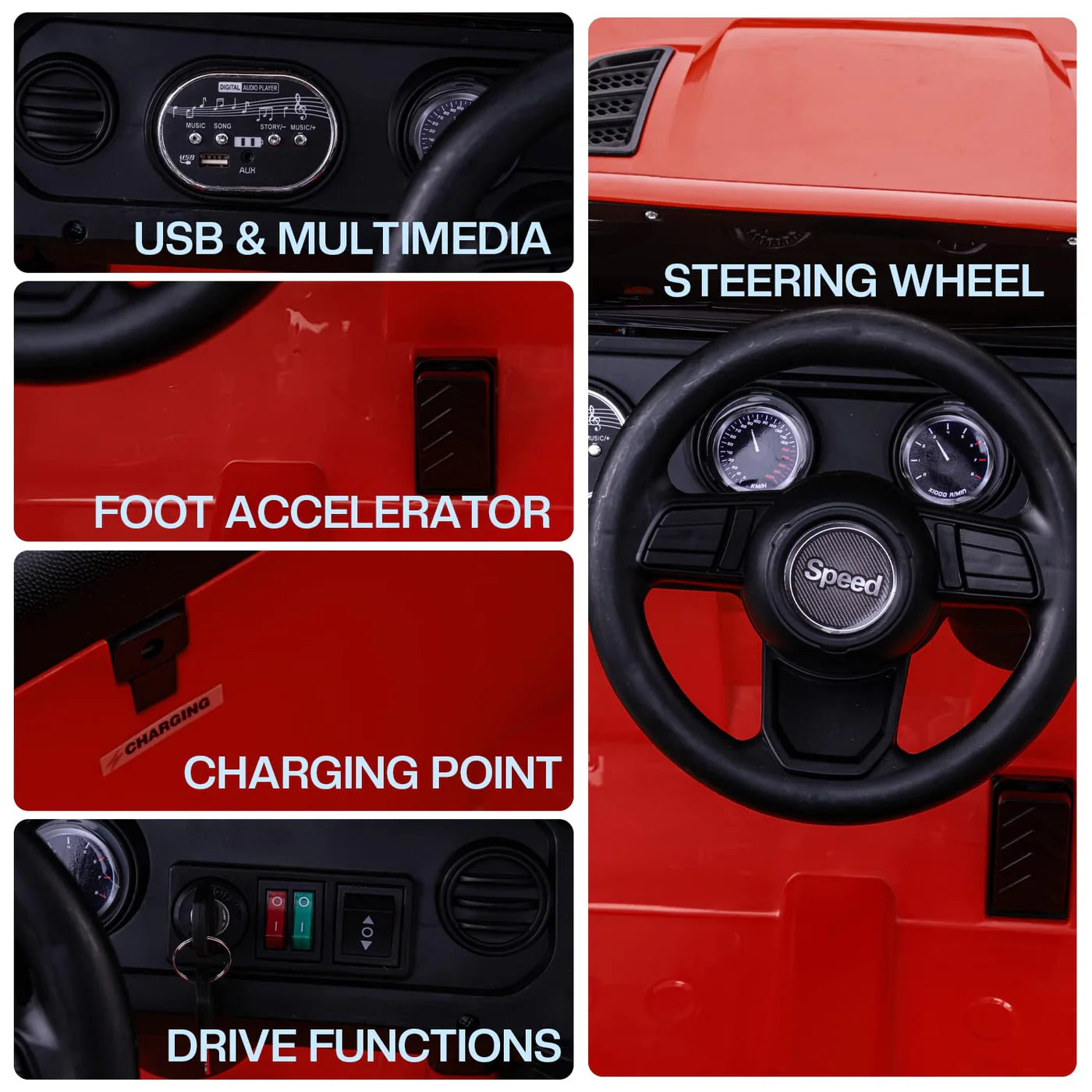 Minikin Thaar 4x4 Electric Rechargeable Kids Jeep I Large Size I 1-8 Years