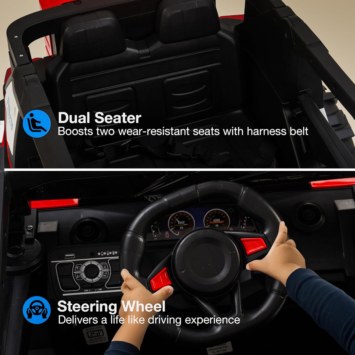 Minikin Thor 4x4 Electric Rechargeable Jeep I LED Head Lights & Music I 1-9 Years