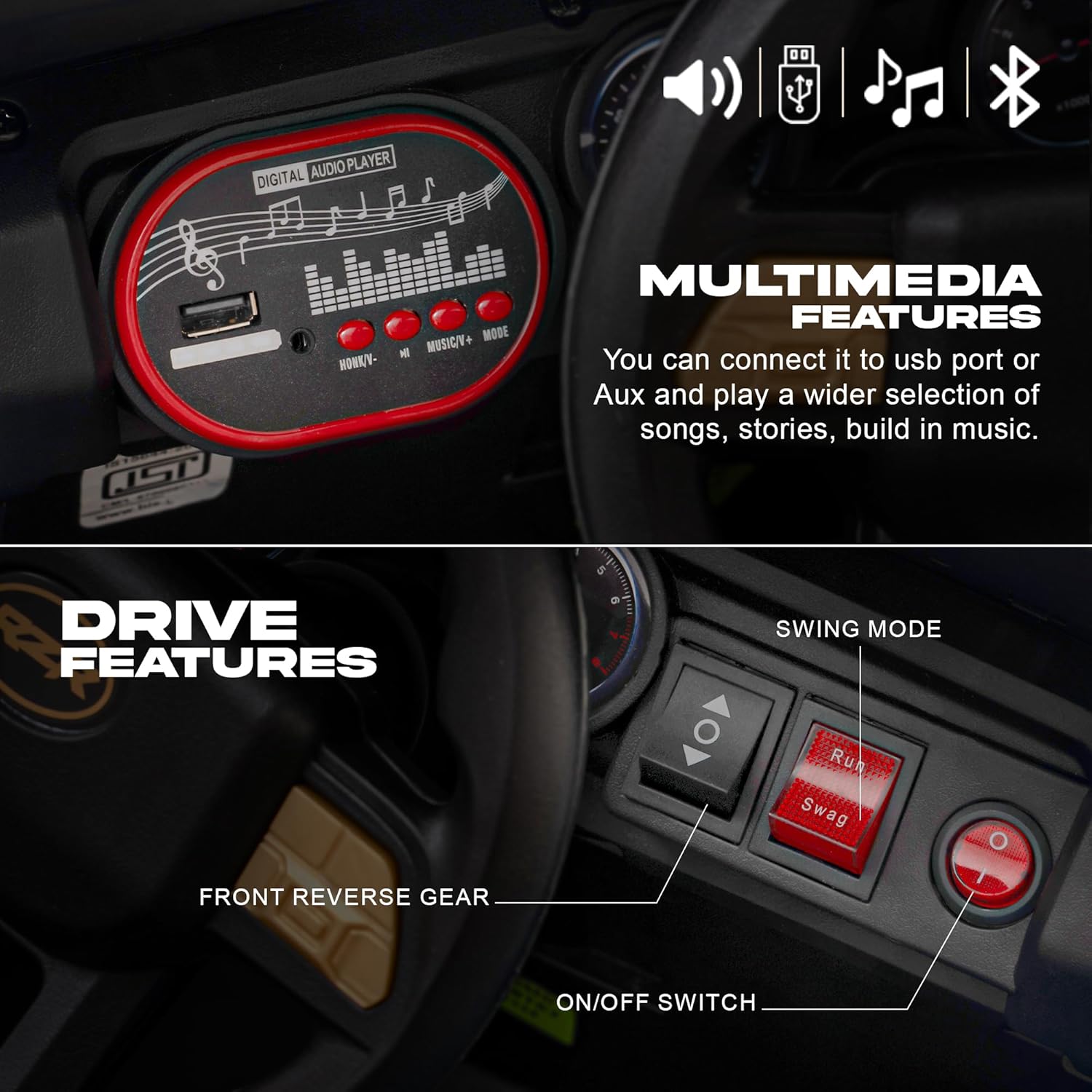Minikin Thunderbug 4x4 Electric Rechargeable Jeep I LED Head Lights & Music I 1-7 Years