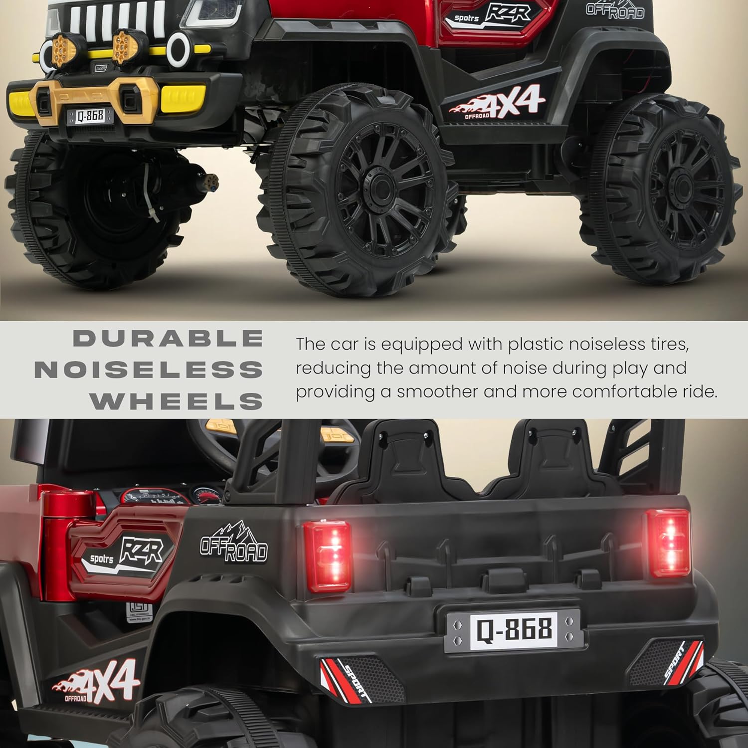 Minikin Thunderbug 4x4 Electric Rechargeable Jeep I LED Head Lights & Music I 1-7 Years