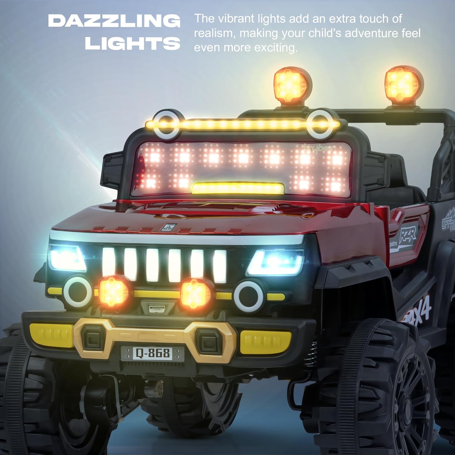 Minikin Thunderbug 4x4 Electric Rechargeable Jeep I LED Head Lights & Music I 1-7 Years