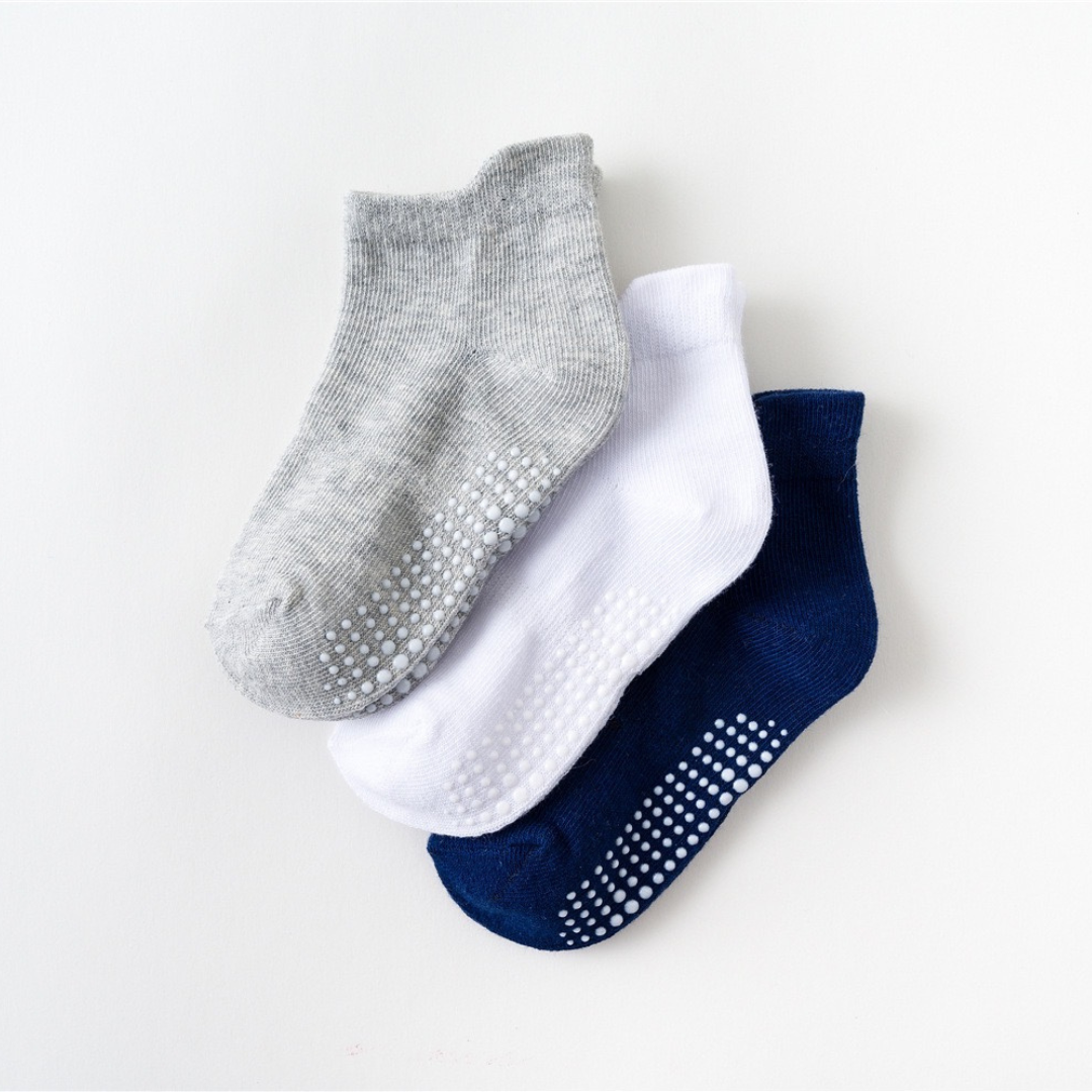 Non-slip Cotton Ankle Socks (Solid Colours) - Pair of 6