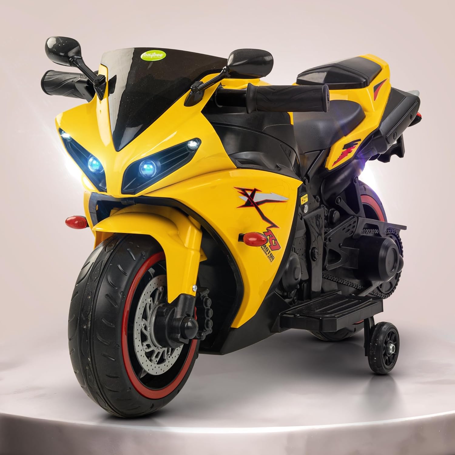 Minikin R7 Electric Rechargeable Kids Bike | Foot Accelerator | LED Lights and Music | 1-4 Years