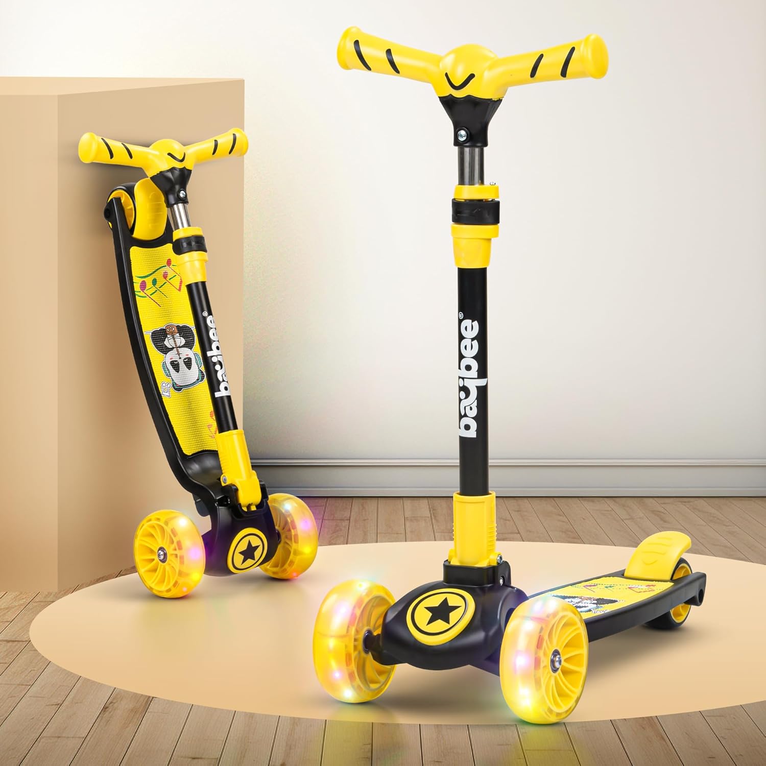 Kitty Foldable Scooter - Adjustable Handle, LED PU Wheels & Brake (3-10 Years, Boys/Girls)