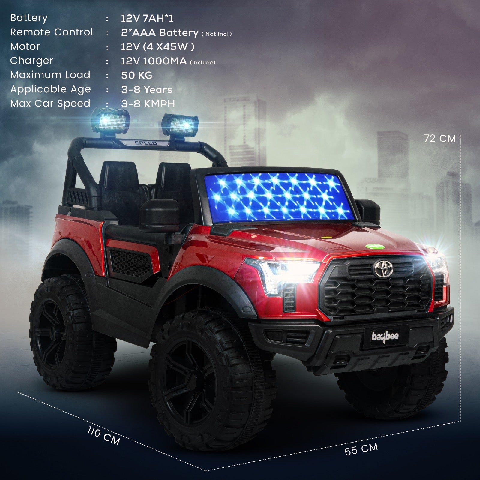 Minikin Toyota Hilux 4x4 Electric Rechargeable Rideon Jeep I Metallic Spray Painted 1-7 Years