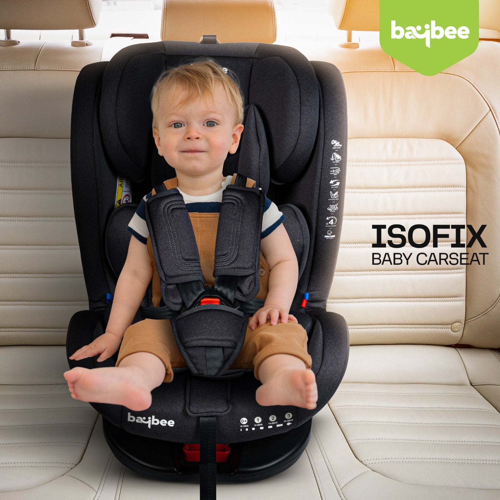 Minikin Stallion Isofix 360 Rotatable Car Seat I 5 Point Safety Harness I NB - 12 Years