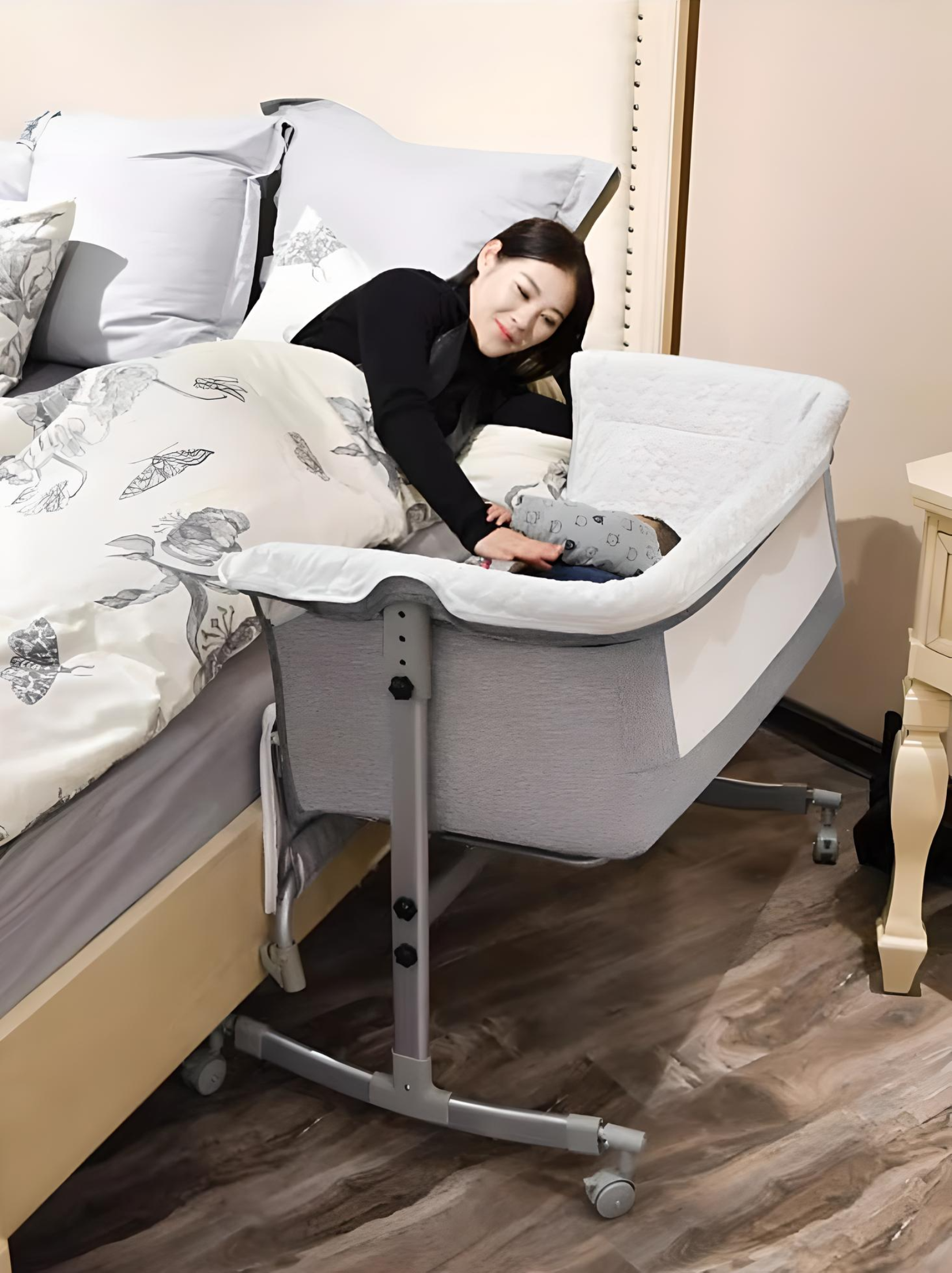 Minikin Luxe Bedside Bassinet for Co-Sleeping I Rocking Function I 0-24 Months