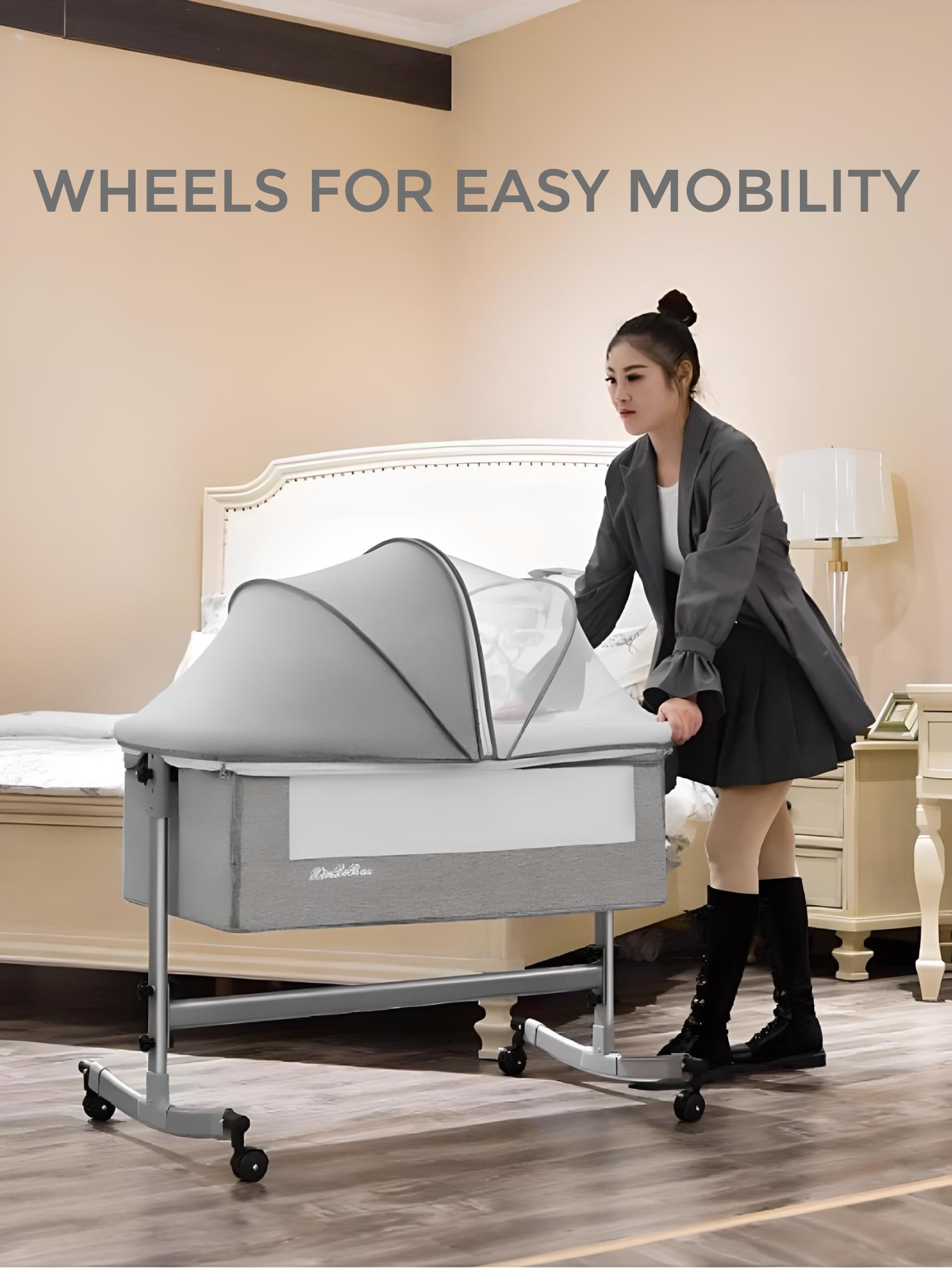 Rocking bassinet online with wheels