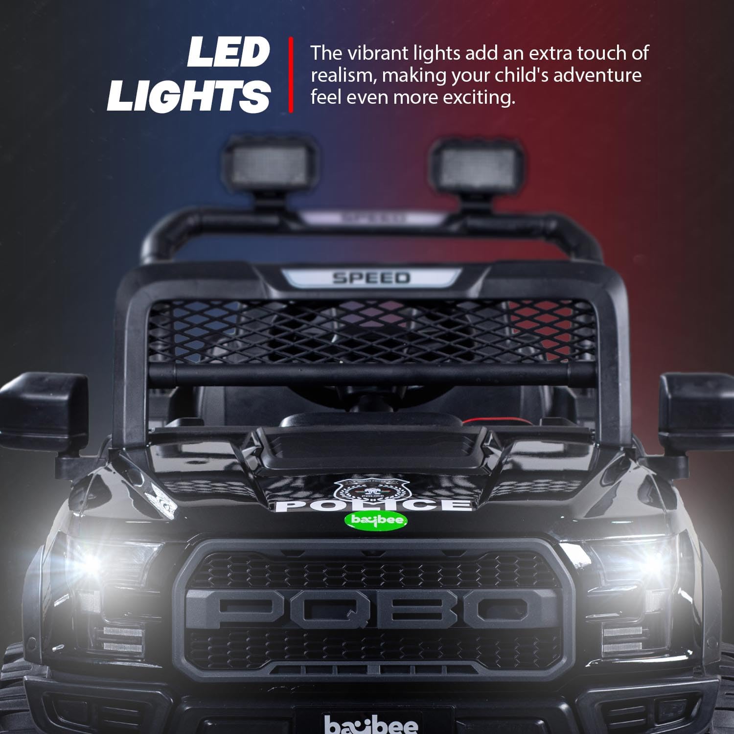 Minikin Pobo Kids Electric Jeep - Rechargeable, Lights & Music (Ages 1-8)