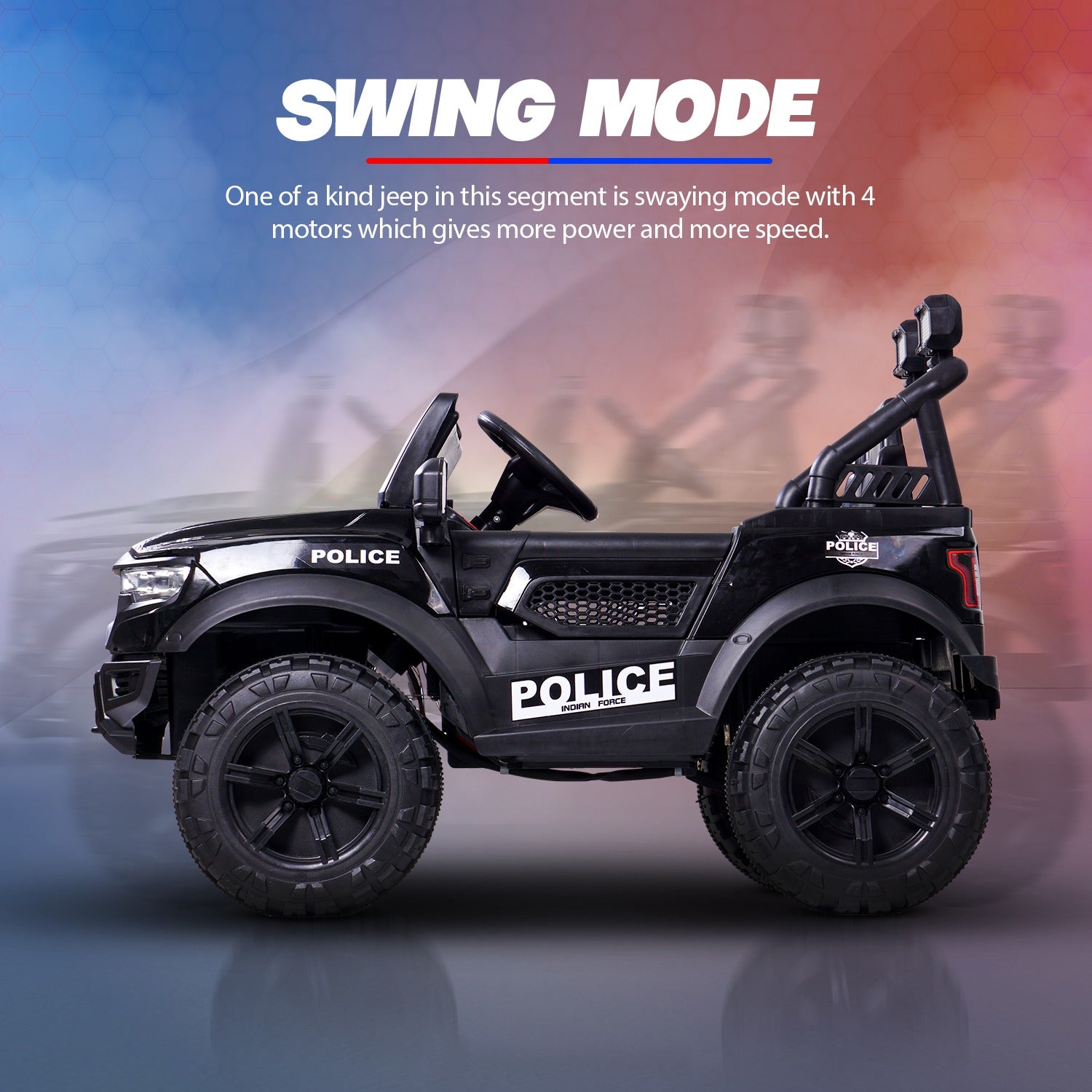 Minikin RAM 4x4 Electric Rechargeable Jeep | LED Head Lights & Music | 1-7 Years