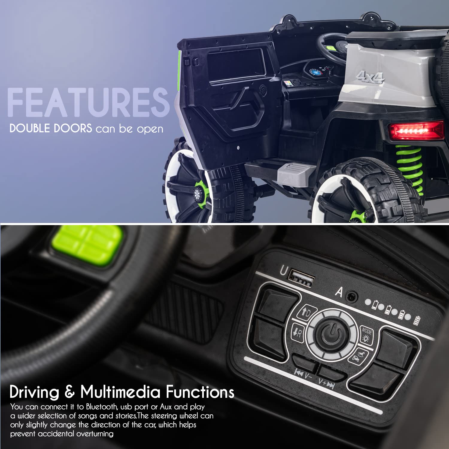 Minikin Hulk 4X4 Monster Rechargeable Jeep | Top End Configuration | 1-10 Years