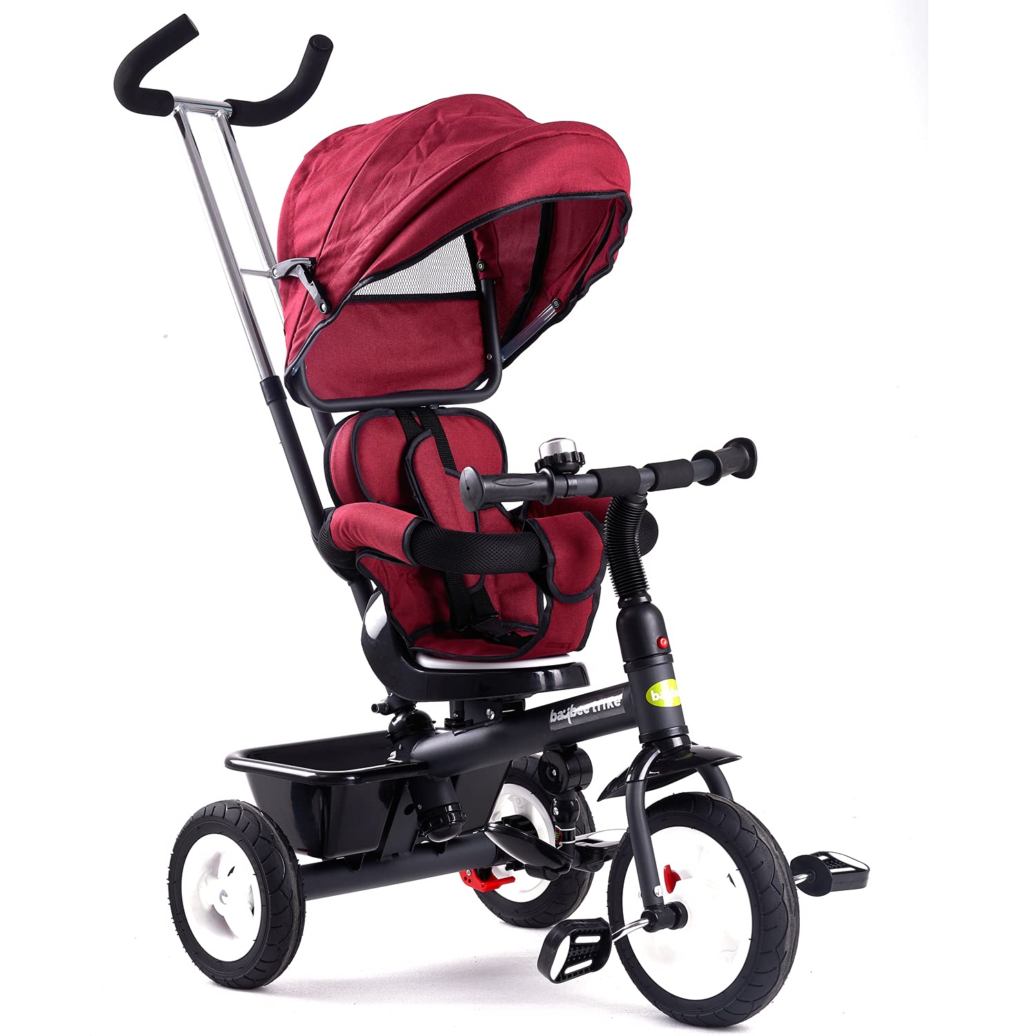 Mario Baby Sportz Trikes for Kids I Parental Adjust Push Handle I Tubeless Rubber Wheels I Foldable Canopy I 6M - 5 Years