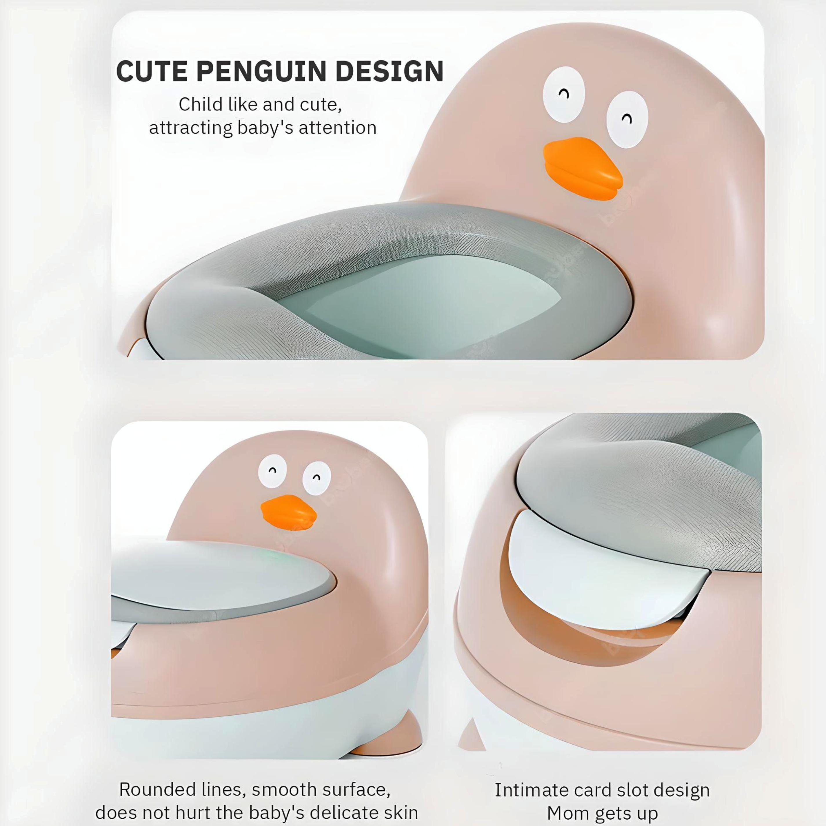 Penguin Western Toilet Potty Trainer Chair I Anti-Splash Design I Anti Slip Odourless PU Cushioned Seat 1-6 Years