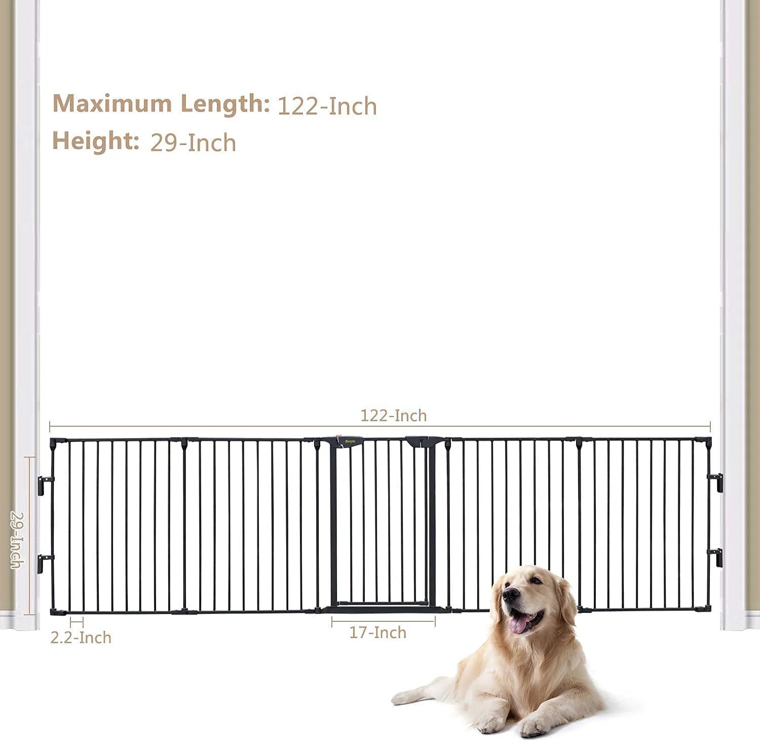 Minikin Auto Close Durable Baby Safety Gate Fence 10 Feet Long