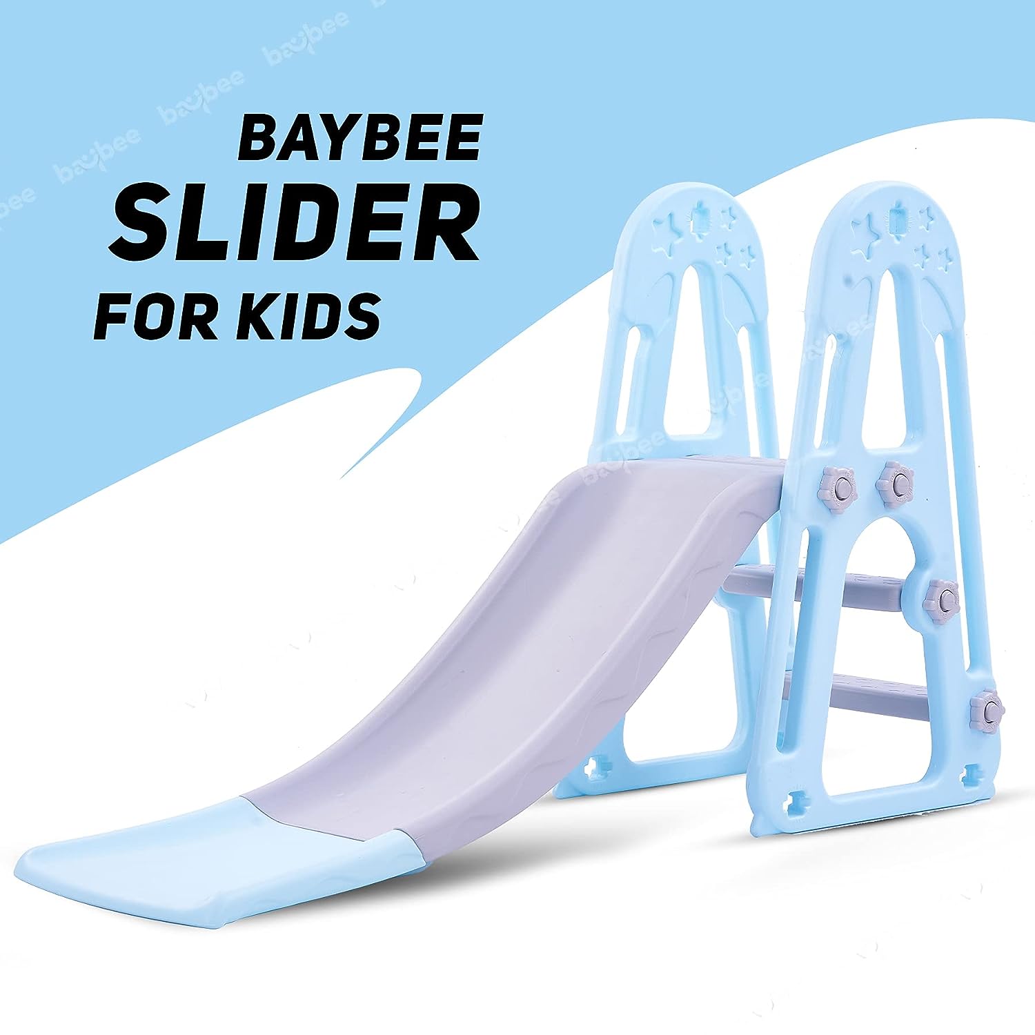 Minikin Smoby Slider Foldable Baby Garden Slider for Kids I Plastic Garden Slide for Kids/Toddlers/Indoor/Outdoor I 1 to 5 Years I Sky Blue