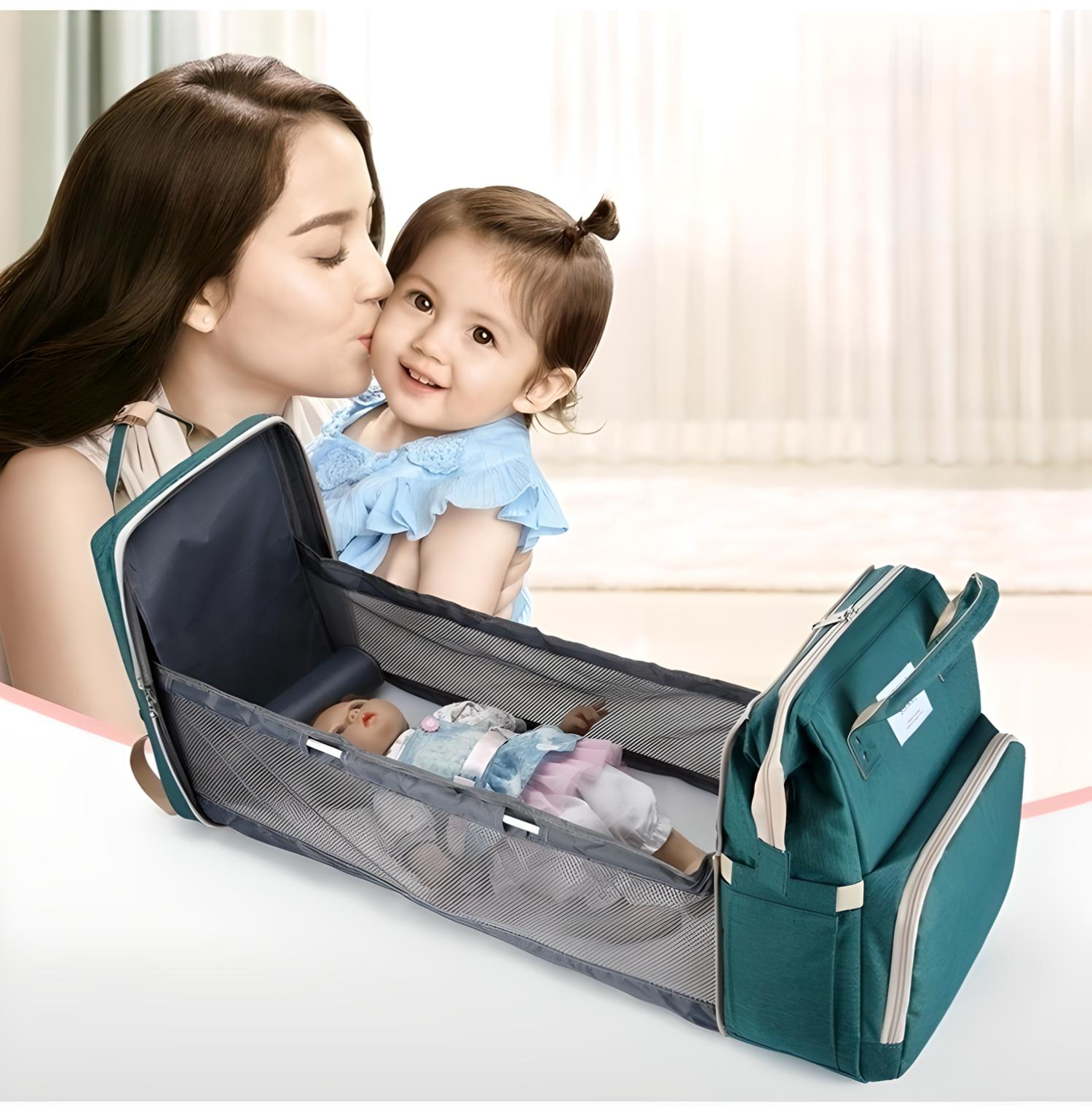 Minikin Tiffy Extendable Mother Bag I Convert to Baby Bed on the Go
