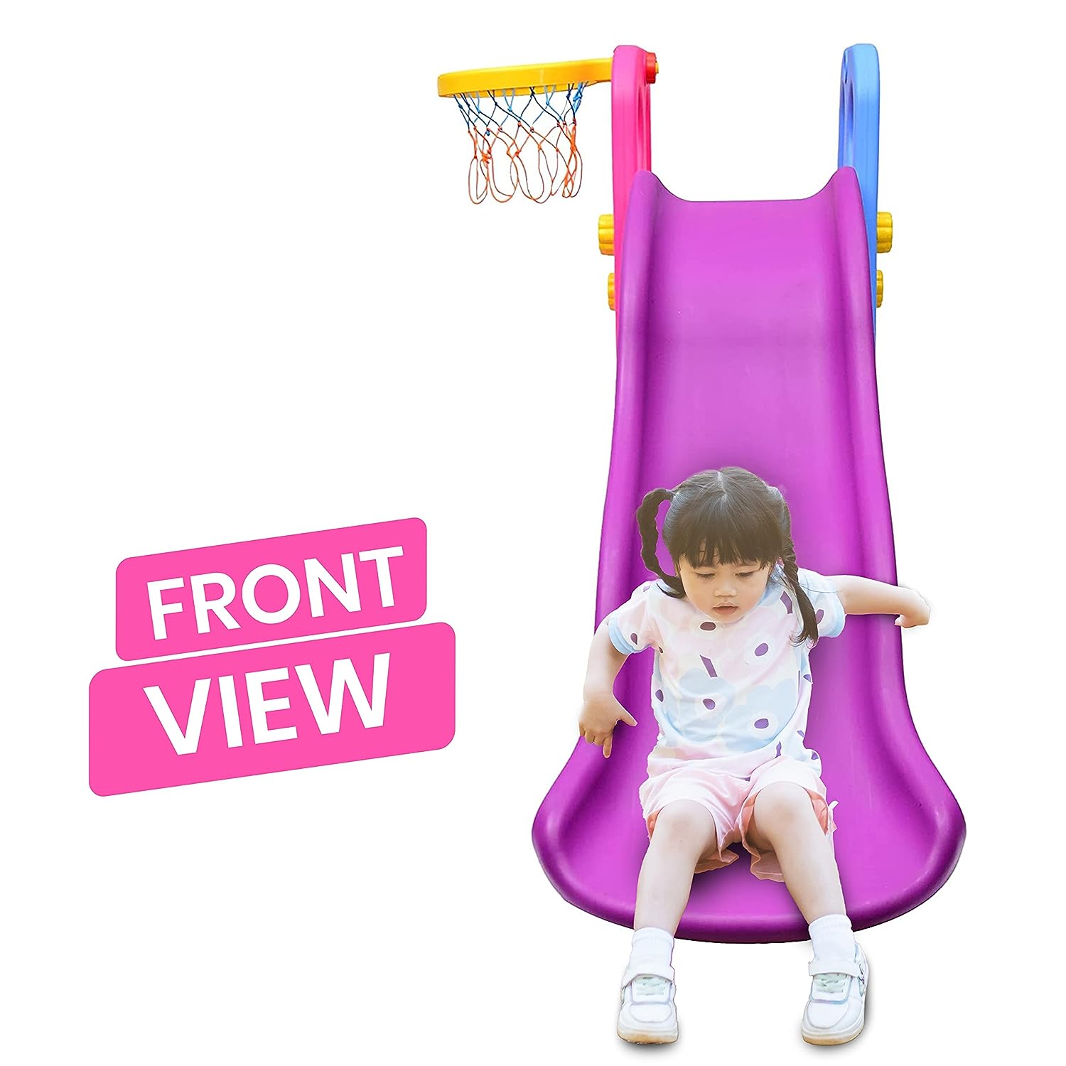 Minikin Wavy Slide for Garden & Indoors for Kids with Basket Ball | 1-5 Years