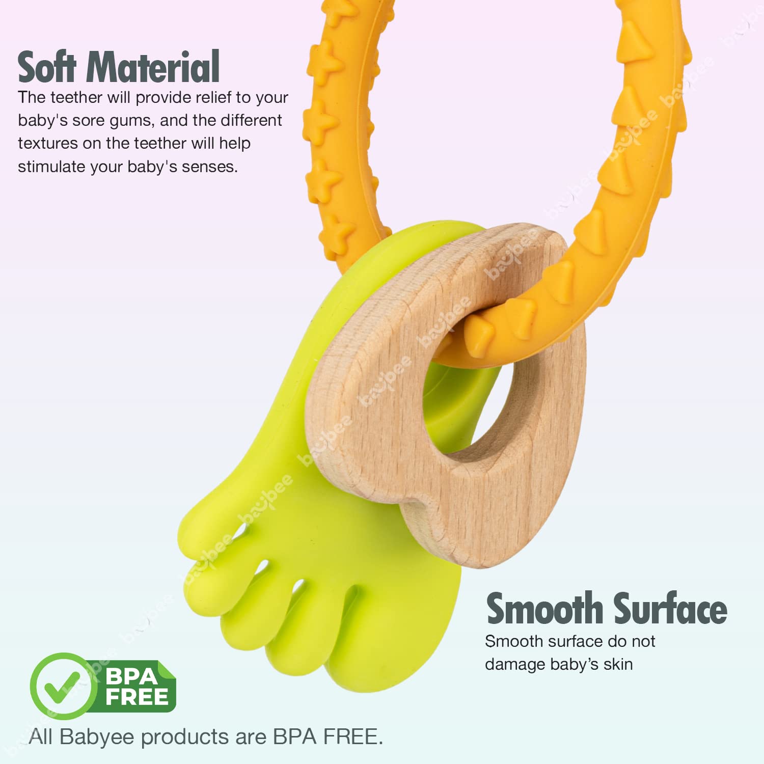 Minikin Baby Rattles & Ring Wrist Teether I Easy to Grasp and chew I BPA free with Smooth Edges