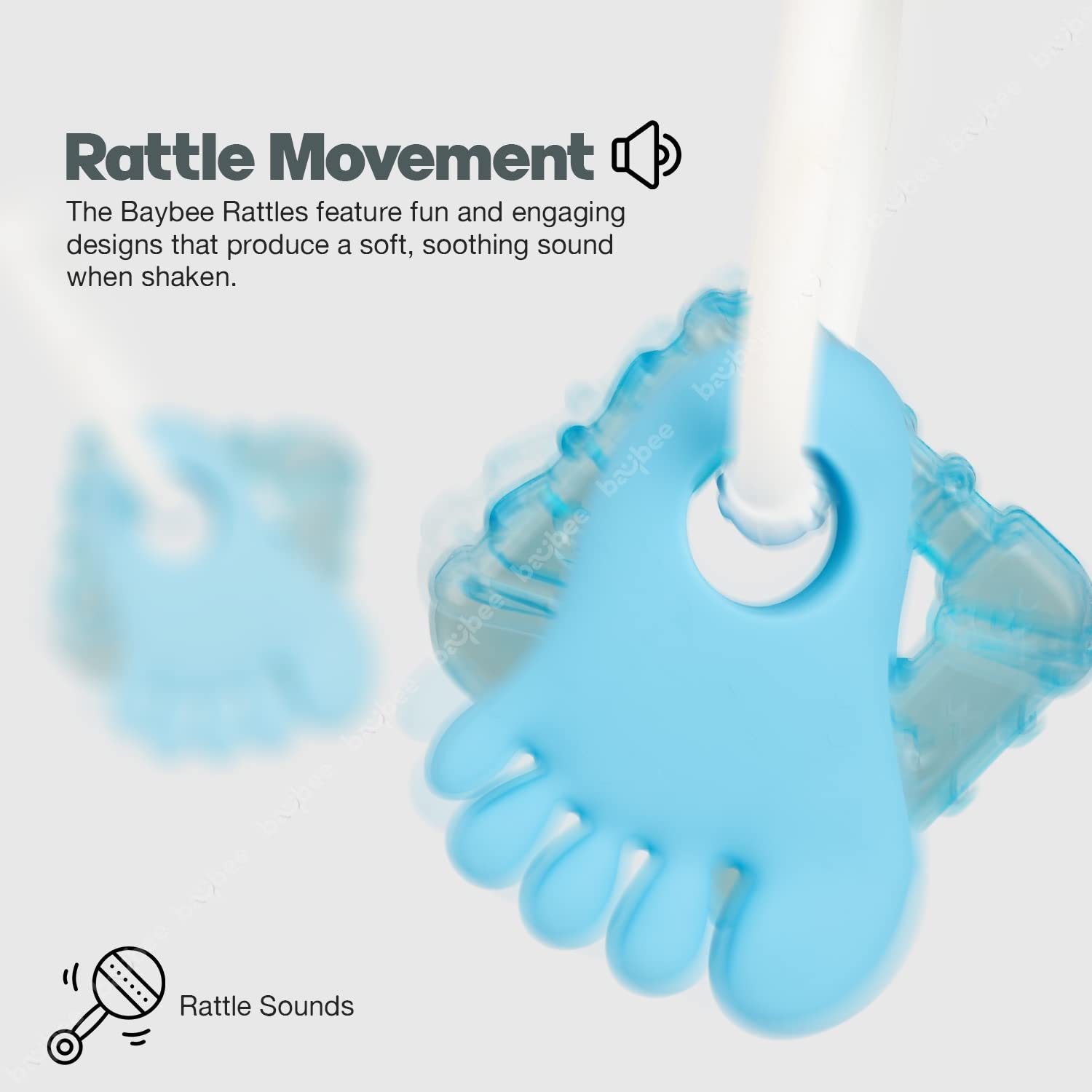 Minikin Baby Rattles & Ring Wrist Teether I Easy to Grasp and chew I BPA free with Smooth Edges