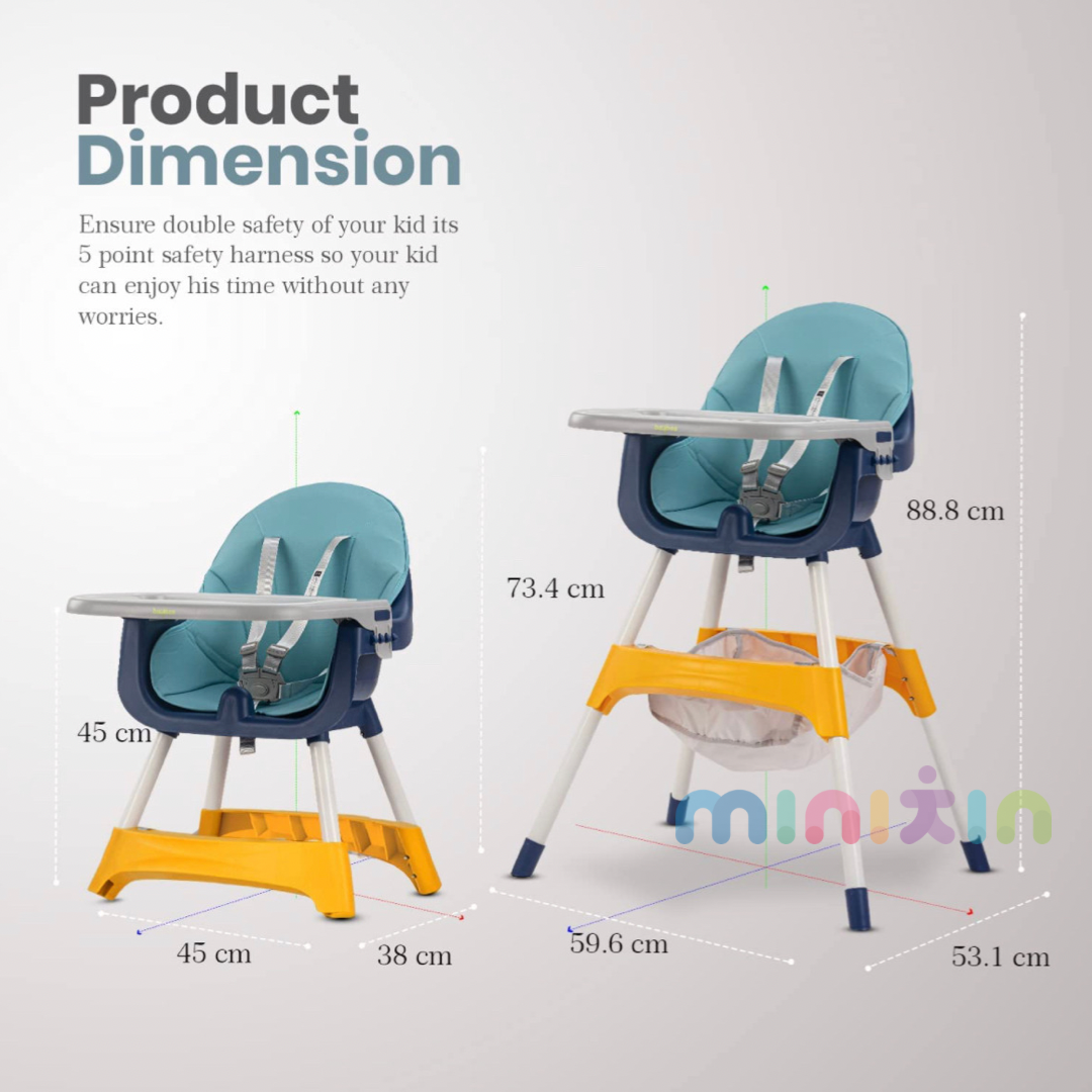 Manta 2 in 1 Baby High chair (Blue) - The Minikin Store