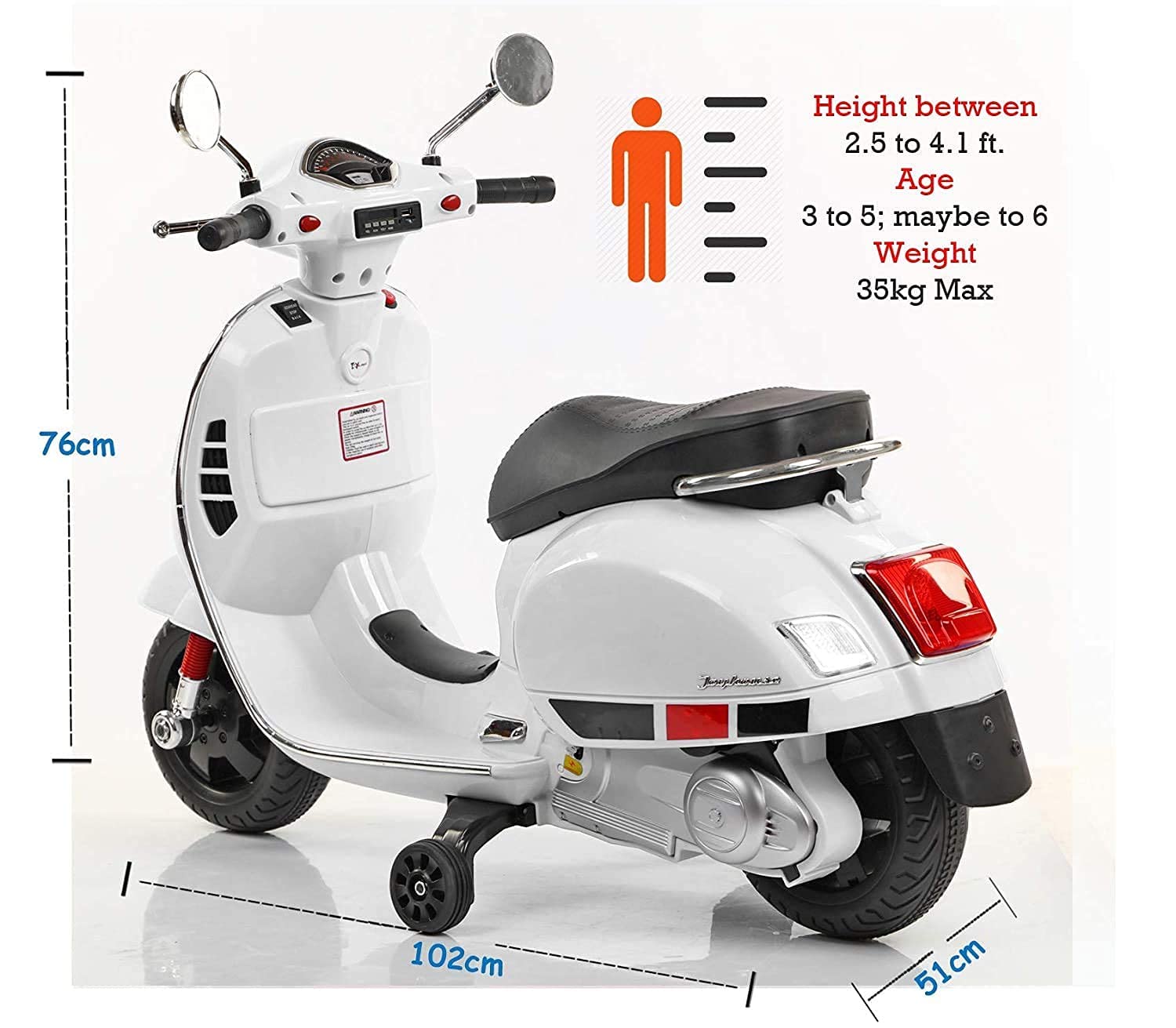 Minikin Vespa Kids Rechargeable Electric Scooter I 2-6 Years