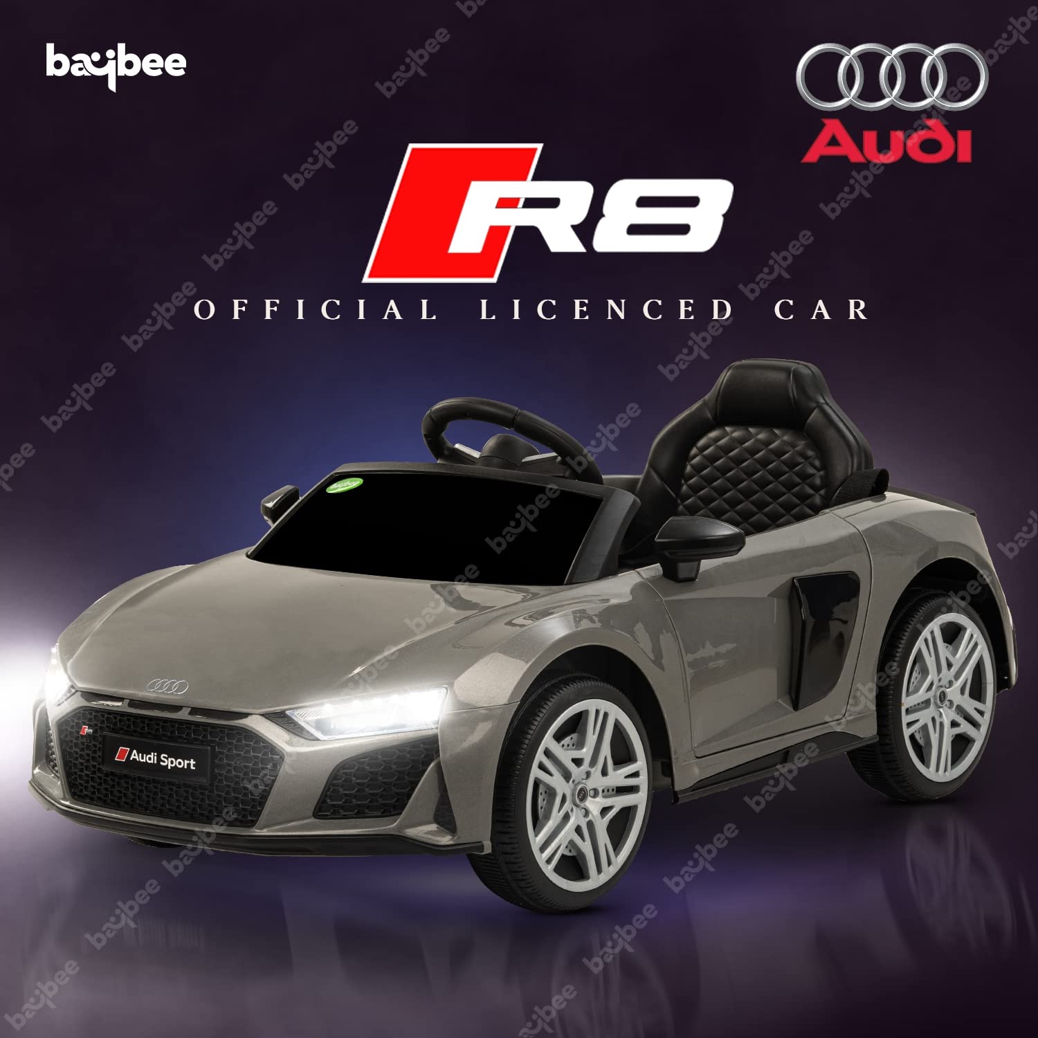 Audi R8 Official Licensed Kids Electric Rideon Car Age 1-5 Years (Metallic Grey)