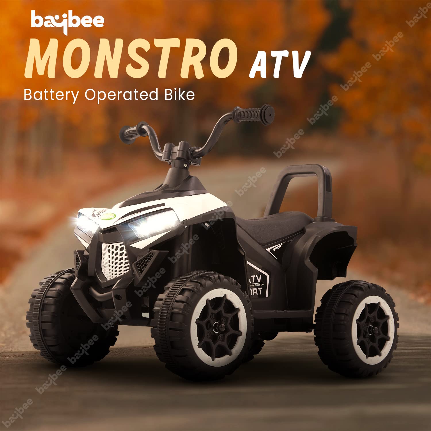 Minikin Monster ATV Electric Rechargeable Beach Buggy I LED Headlights & Music I 1-5 Years