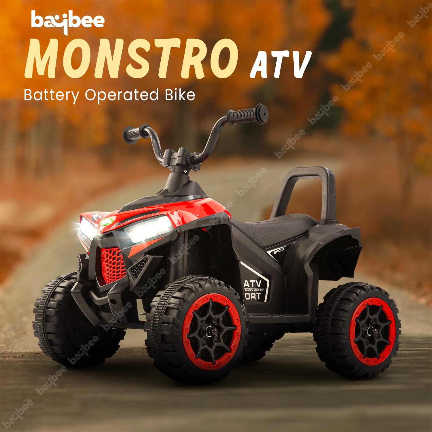 Minikin Monster ATV Electric Rechargeable Beach Buggy I LED Headlights & Music I 1-5 Years