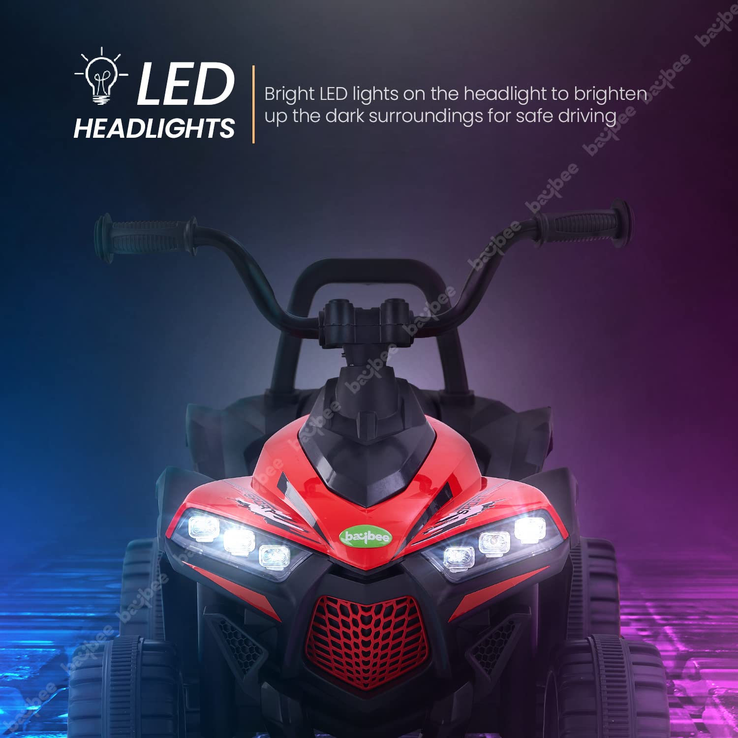 Minikin Monster ATV Electric Rechargeable Beach Buggy I LED Headlights & Music I 1-5 Years