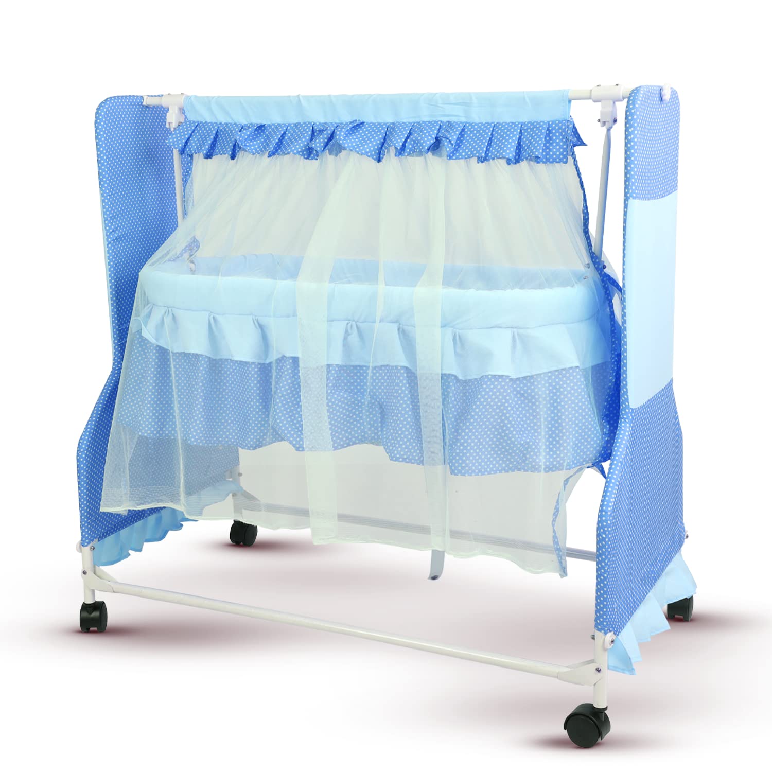 Neo Baby Swinging Cradle | Mosquito Net & Wheels | 0-12 Months