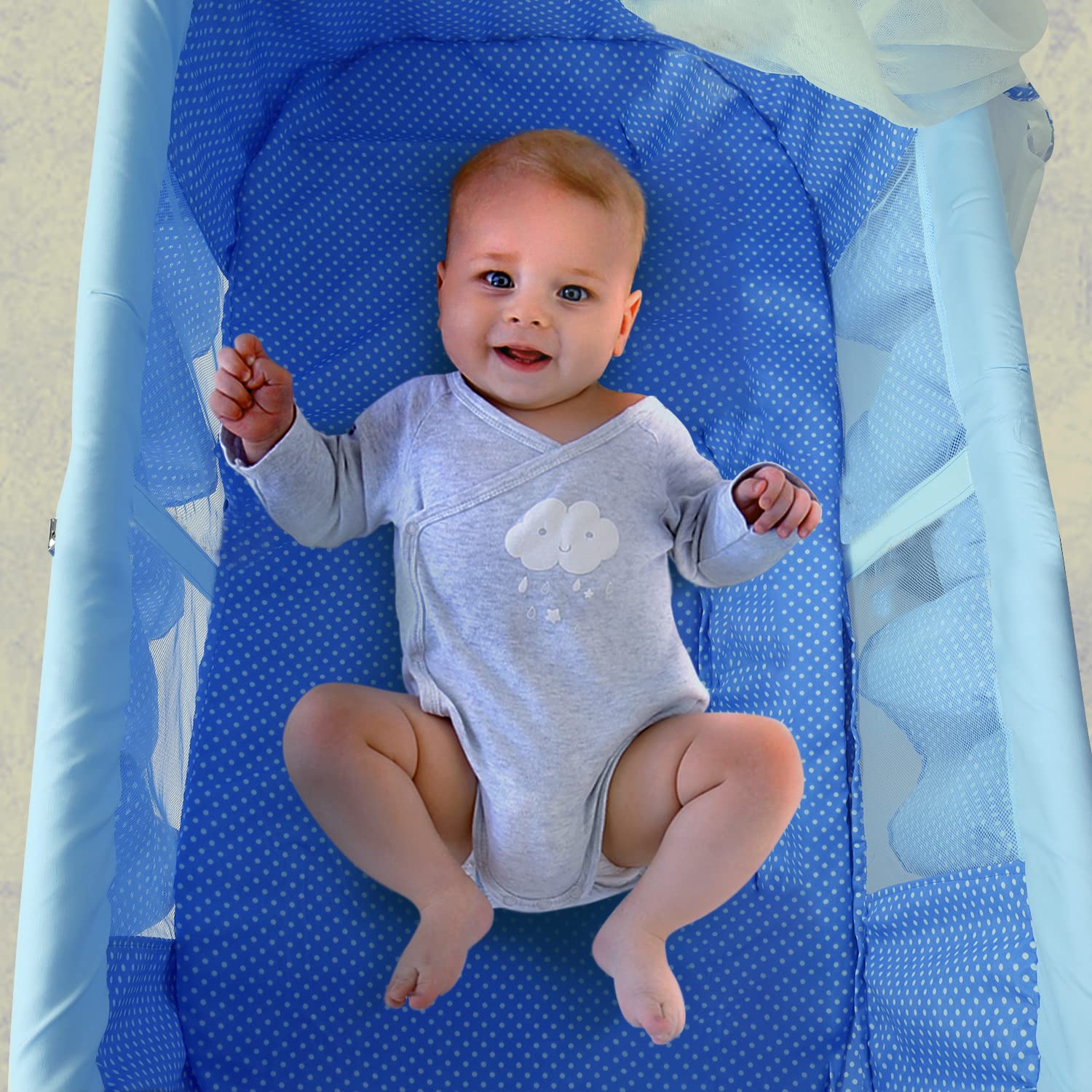 Neo Baby Swinging Cradle | Mosquito Net & Wheels | 0-12 Months