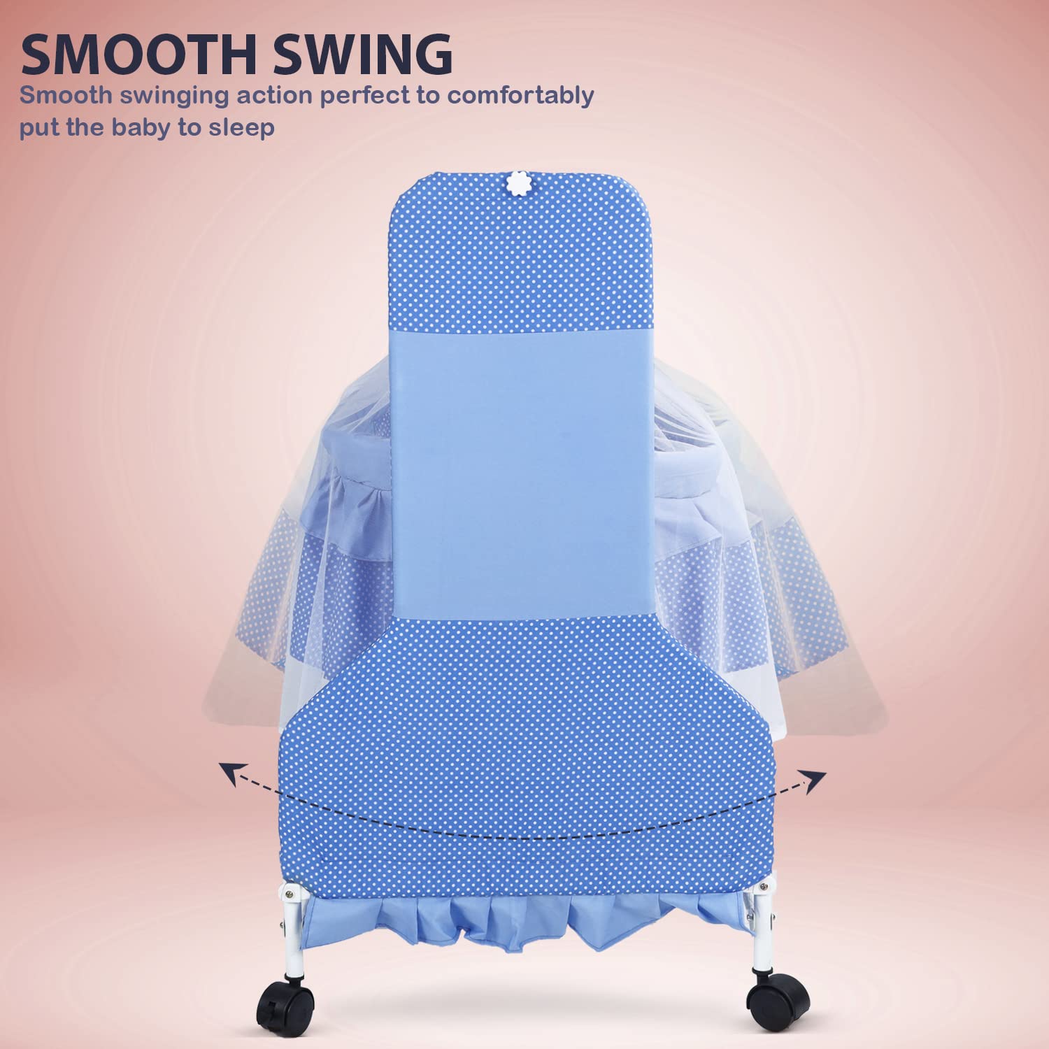 Neo Baby Swinging Cloth Cradle with Mosquito Net 0-12 Months. Neo Blue