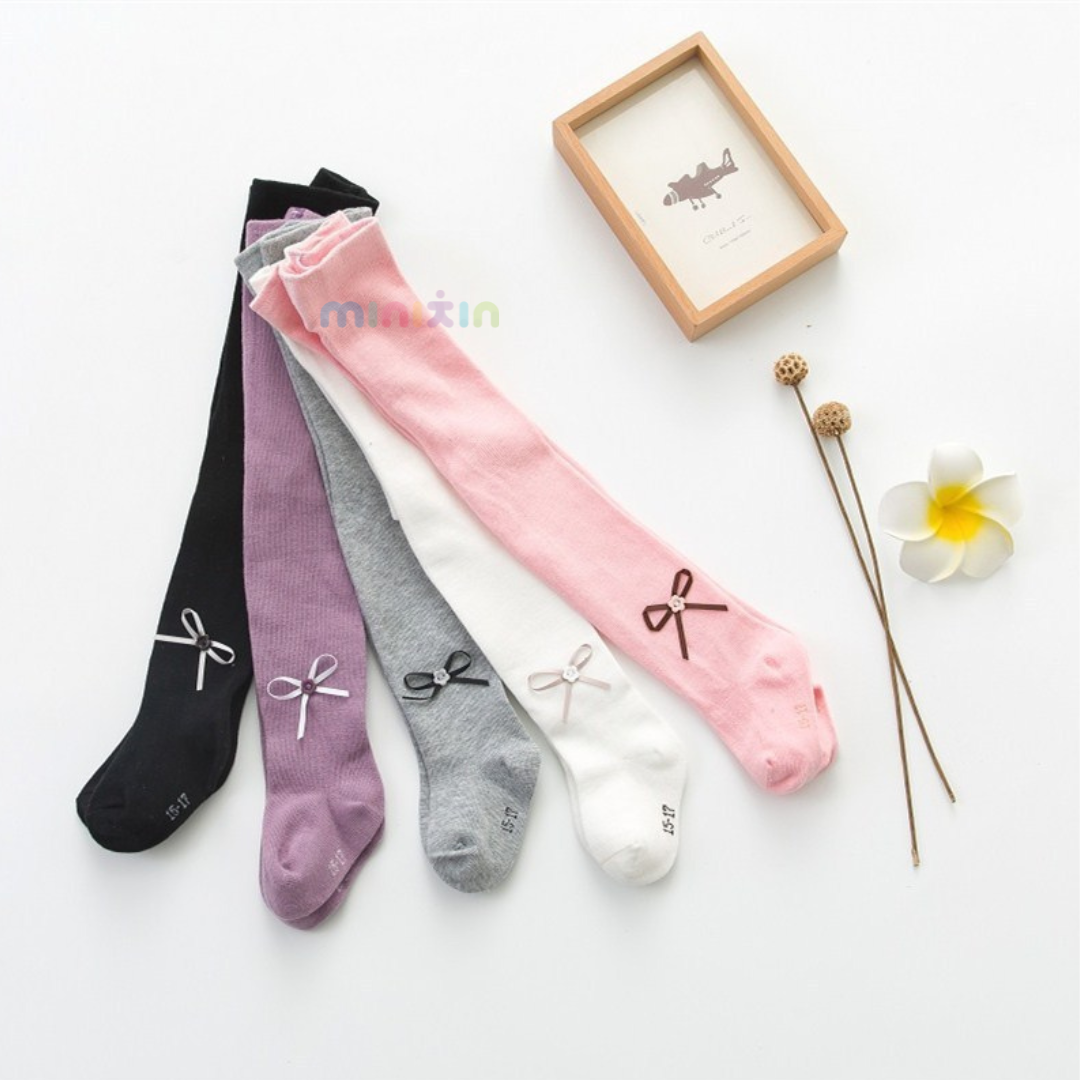 Jane Full length Bow Winter Tights / Stockings For Girls - The Minikin Store