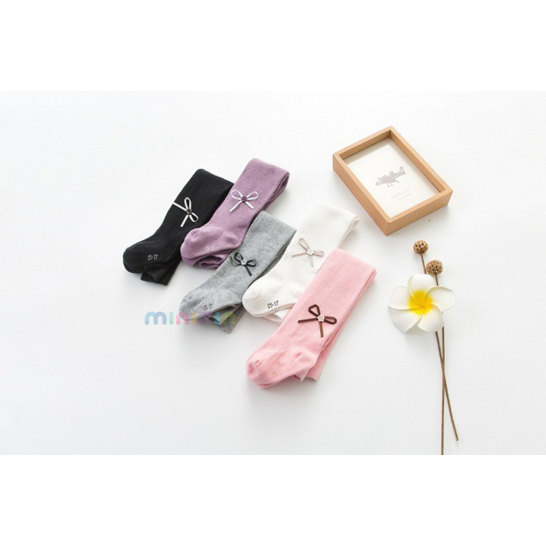 Jane Full length Bow Winter Tights / Stockings For Girls - The Minikin Store