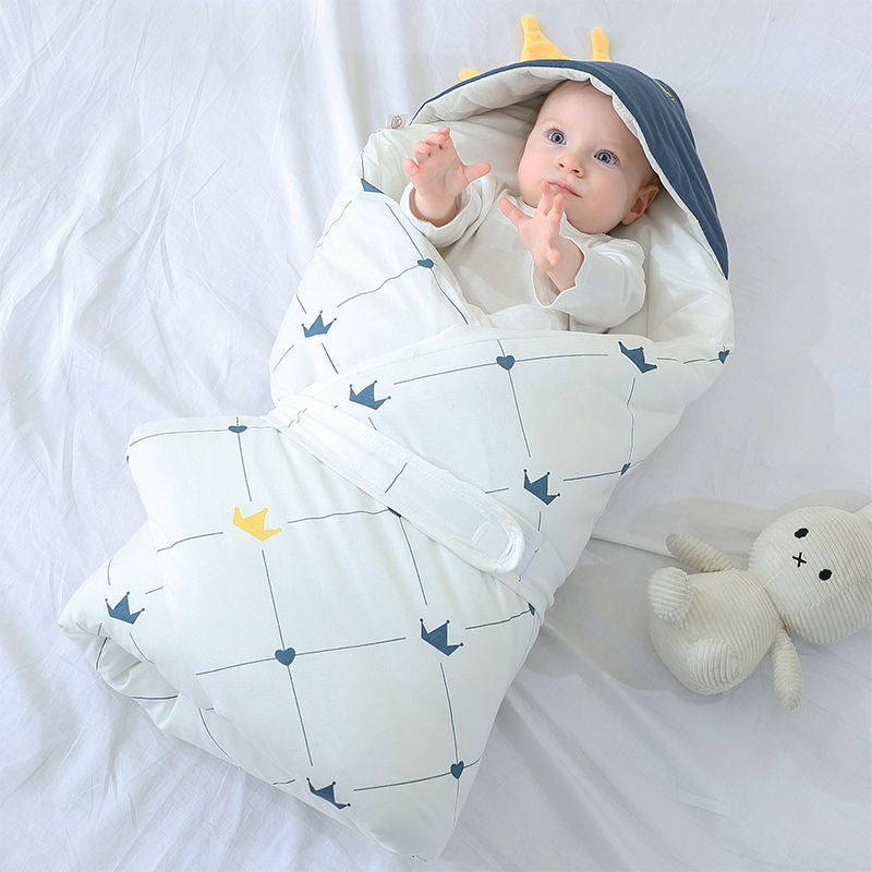 Premium Crown Baby Hooded Comforter / Swaddle Blanket I Newborn to 12 Months