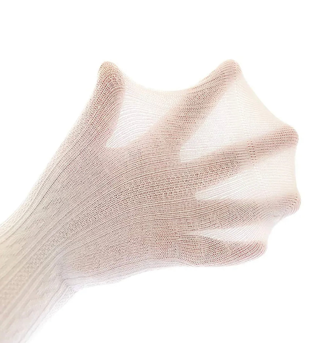 Ribbed Cotton-Knit Unisex Tights I Breathable Fabric  - Off White