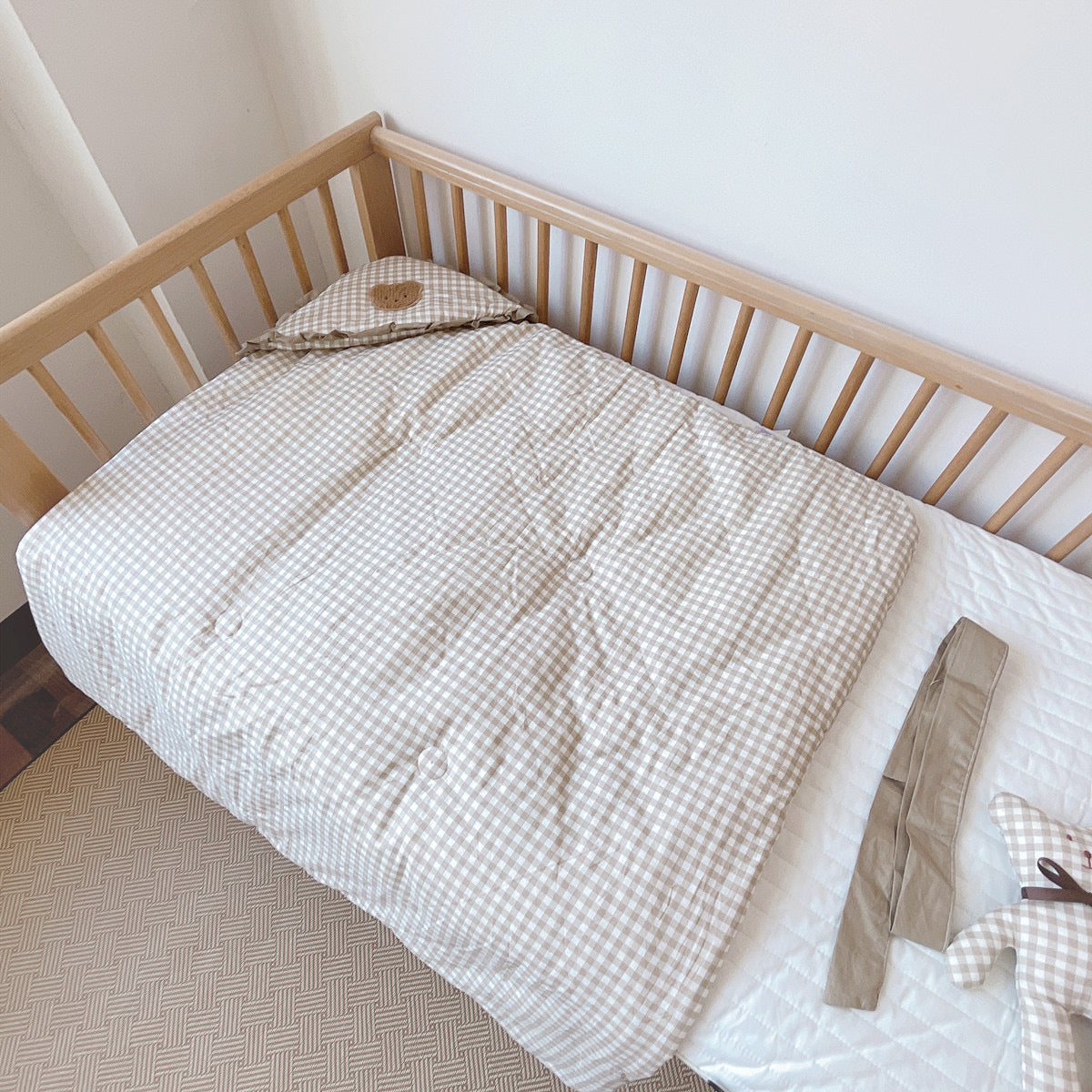 Luxury Quilted Baby Hooded Swaddle Blanket - Brown Checkered Bear, Soft and Cozy Wrapper for Newborns to 12 Months
