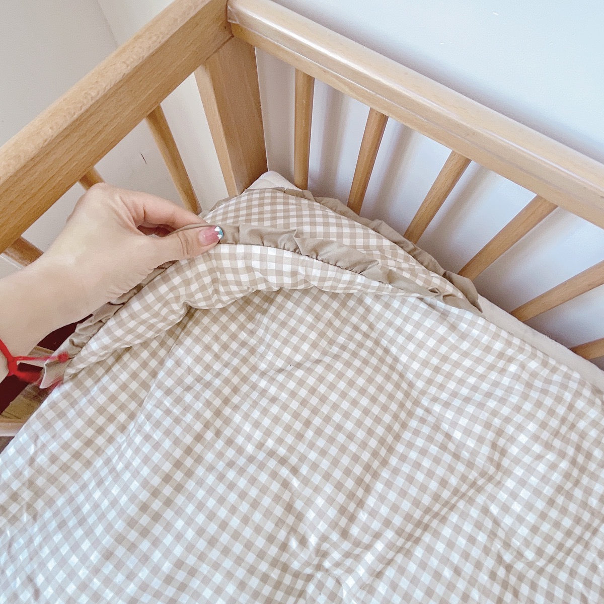 Luxury Quilted Baby Hooded Swaddle Blanket - Brown Checkered Bear, Soft and Cozy Wrapper for Newborns to 12 Months